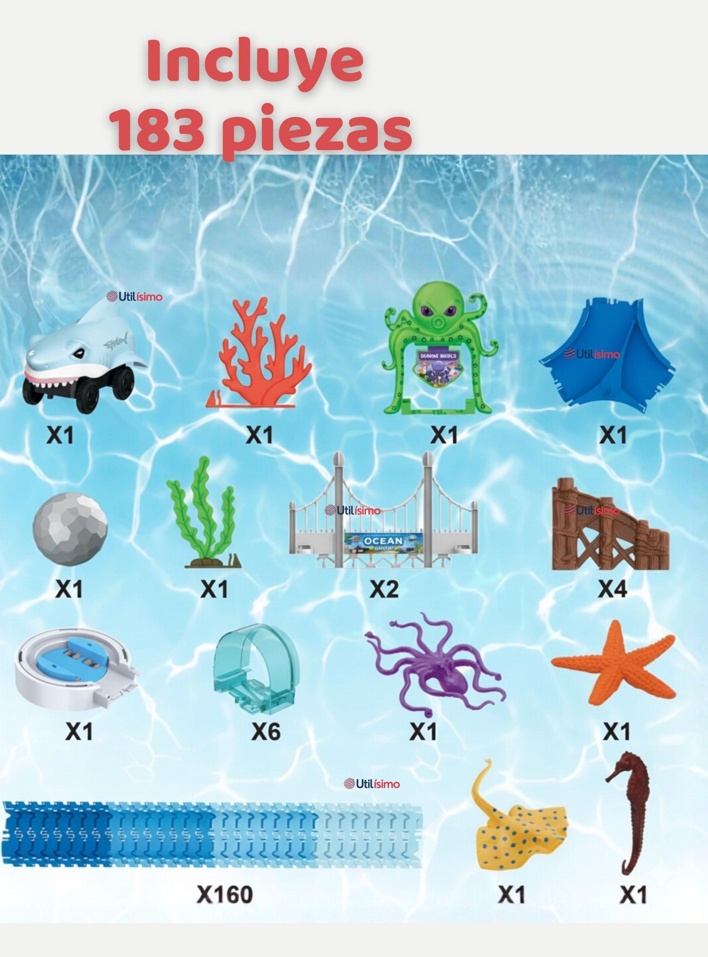 Pista Carreras de Auto para Niño Juguete Flexible Acuático 183 Piezas Para Armar-4