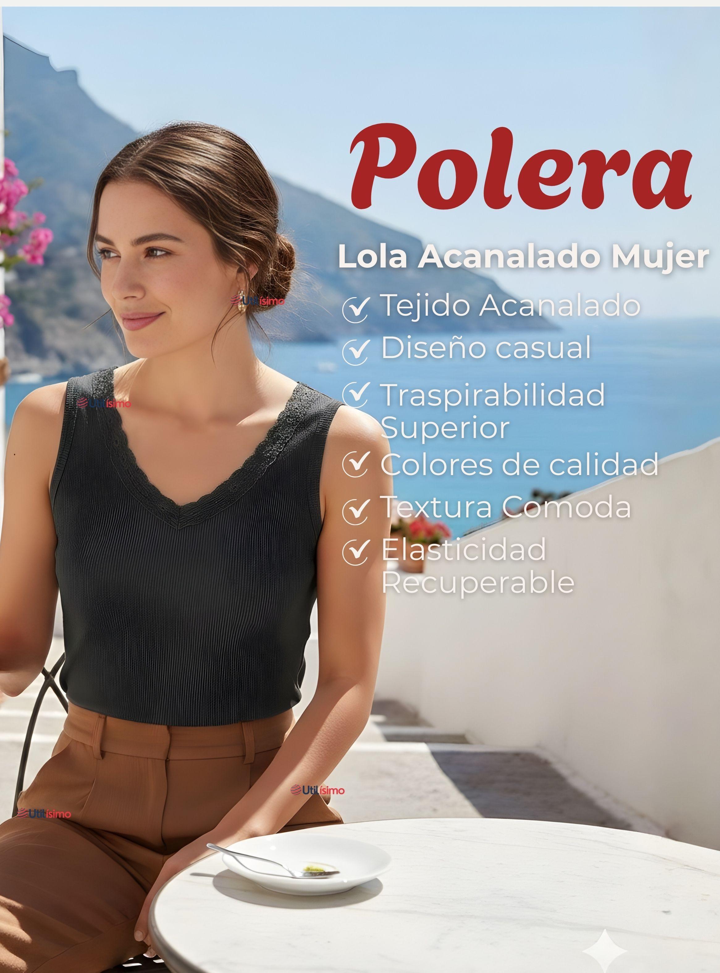Camiseta Polera Sin Mangas Tela Acanalada de Algodón Cuello en V Mujer Colores Surtidos-2