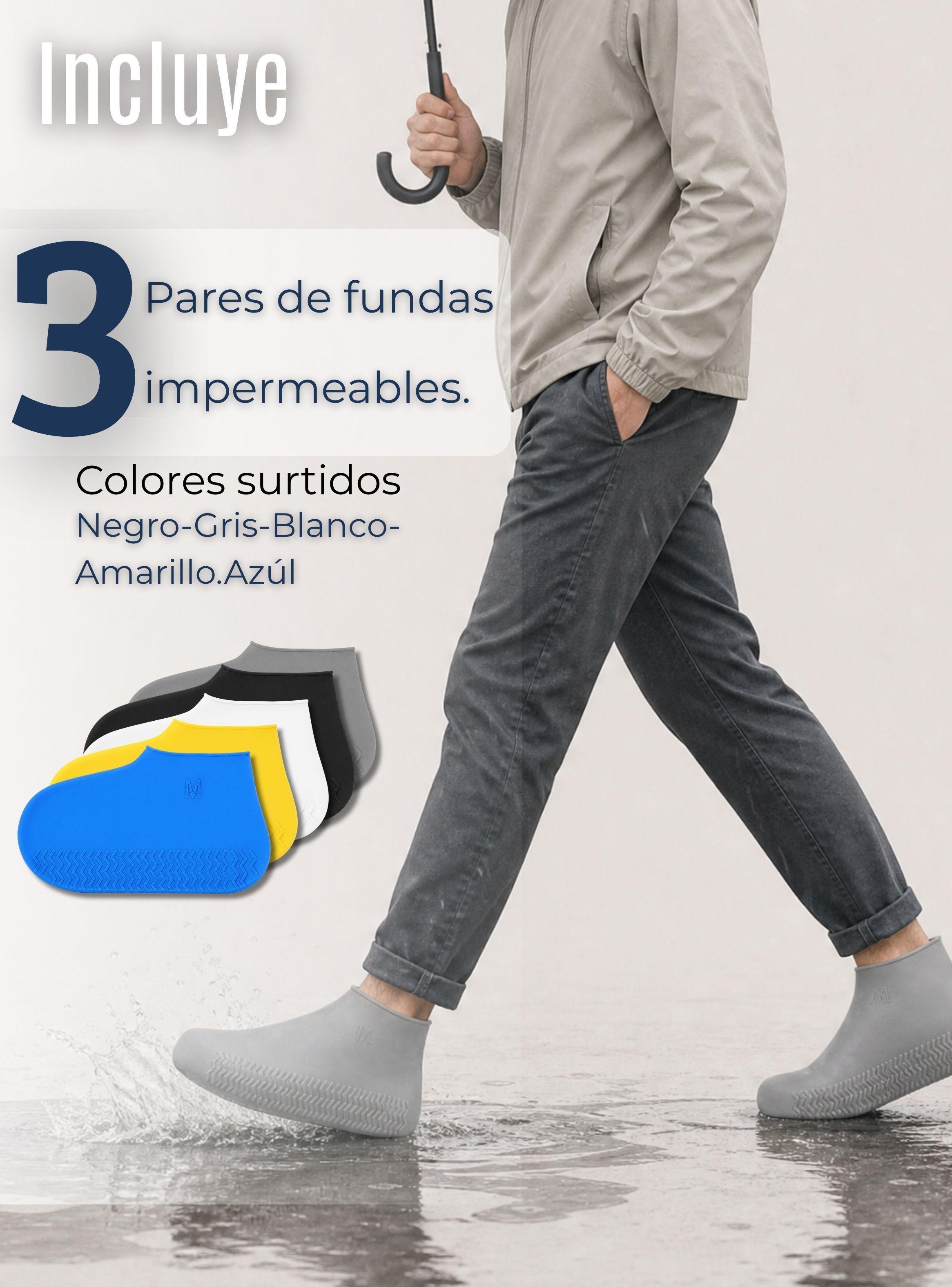 Pack 3 Pares Fundas Cubre Zapatos Hombre Impermeable Silicona Antideslizante Surtidas-2
