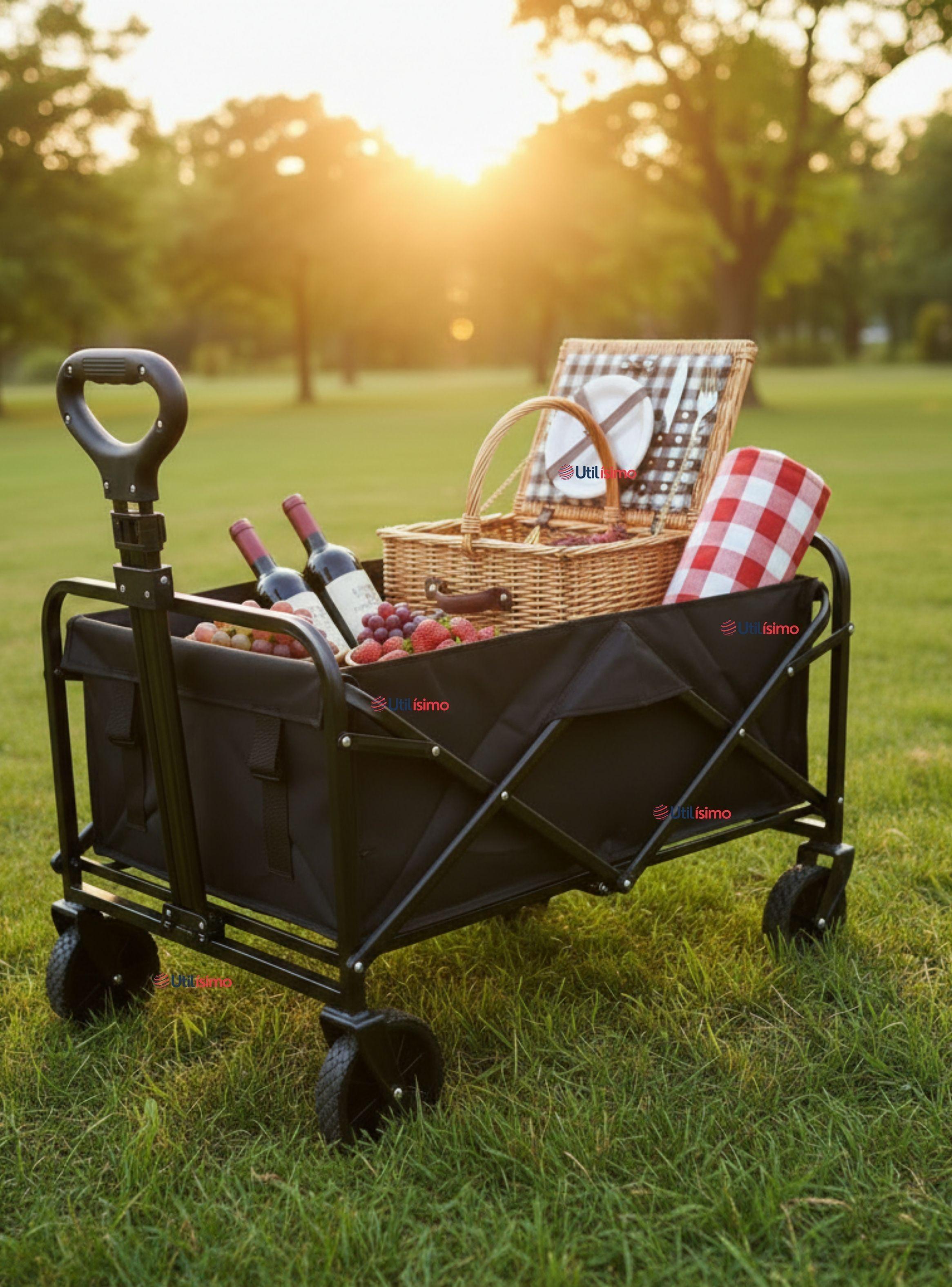 Carrito Compras Plegable Organizador Ideal Para Camping Capacidad 100Kg-0