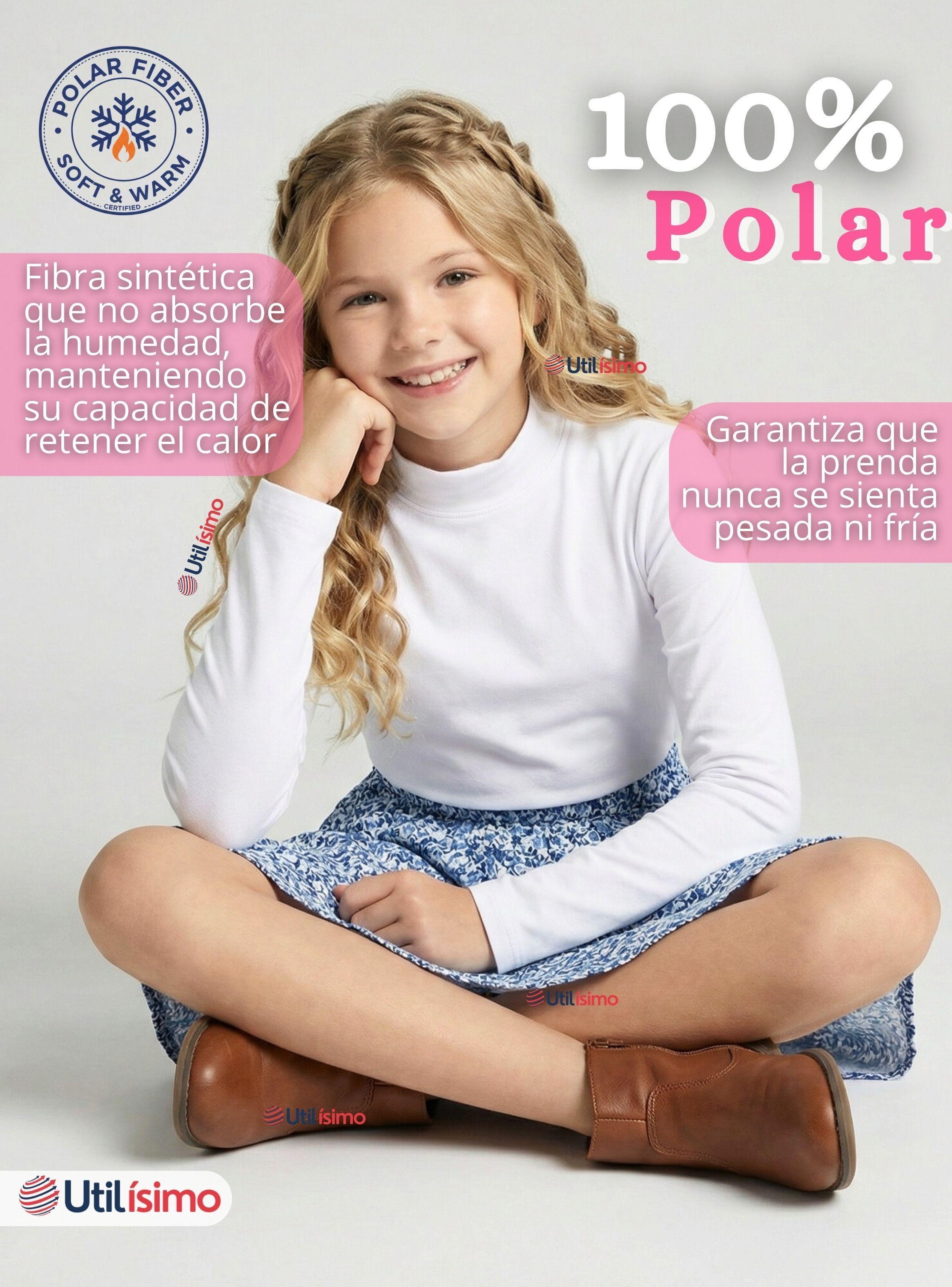 Polera Camiseta Polar Blanca Primera Capa Cuello Beatle Mangas Largas Niñas-4