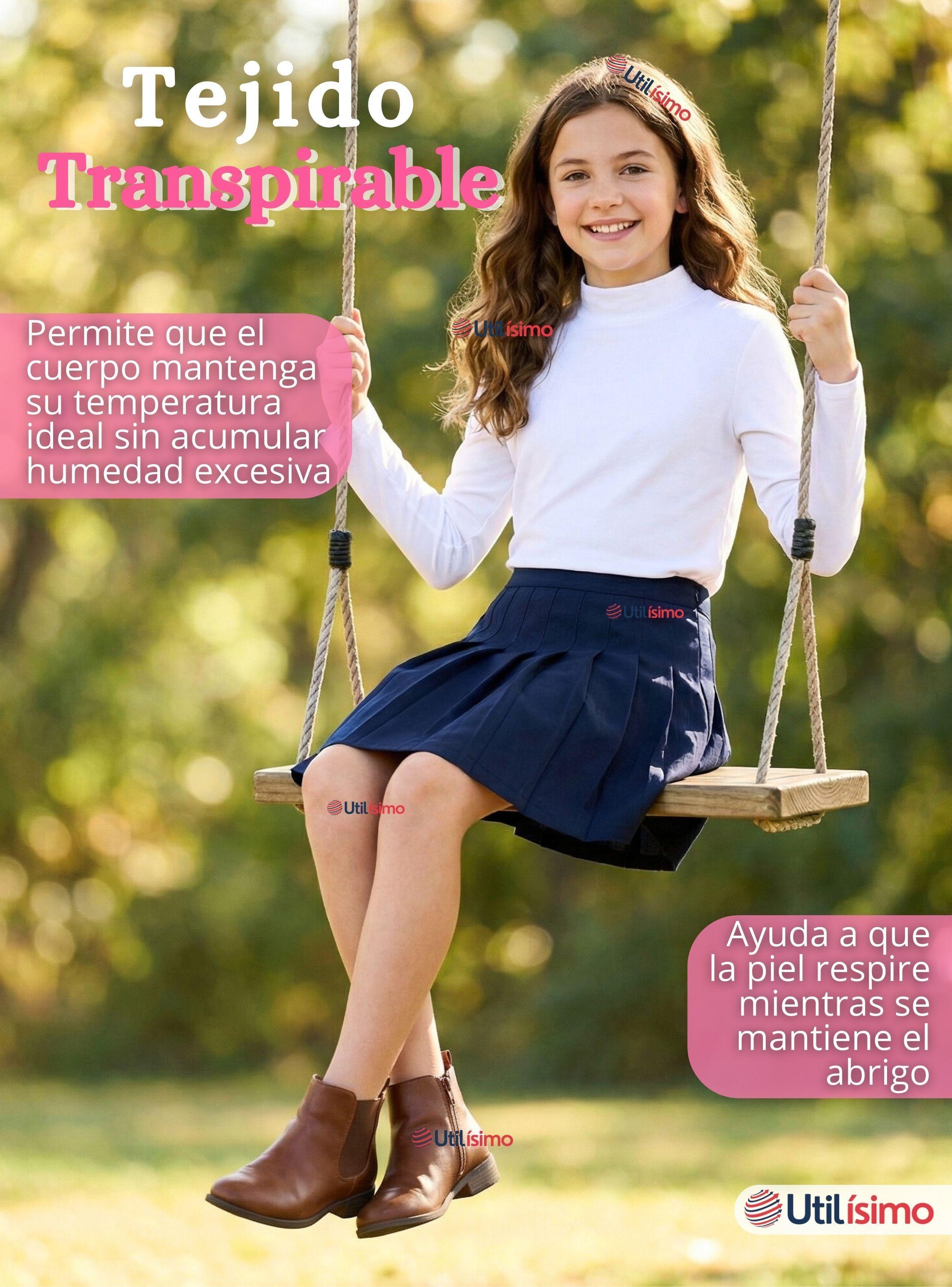 Polera Camiseta Polar Blanca Primera Capa Cuello Beatle Mangas Largas Niñas-7