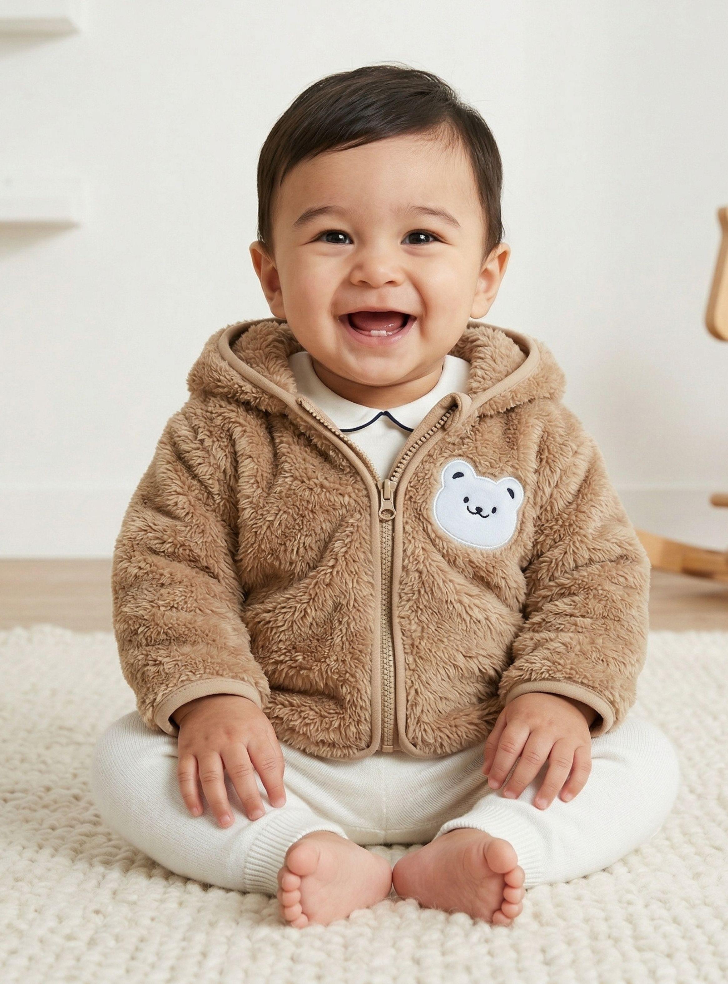 Chaqueta Polerón Con Capucha Forro Polar Bebe Niño Abrigo Invierno Brown Bear-0