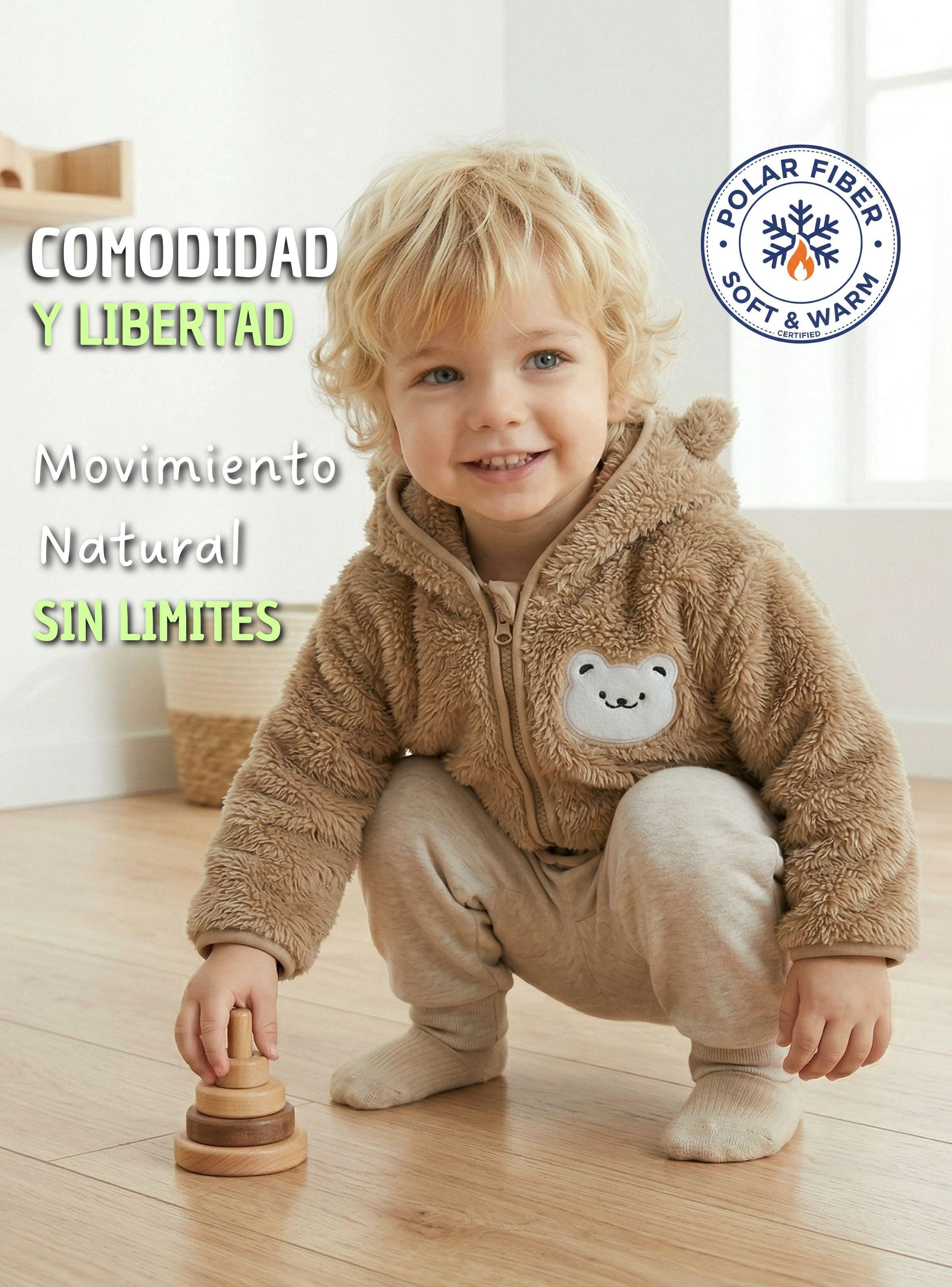 Chaqueta Polerón Con Capucha Forro Polar Bebe Niño Abrigo Invierno Brown Bear-5