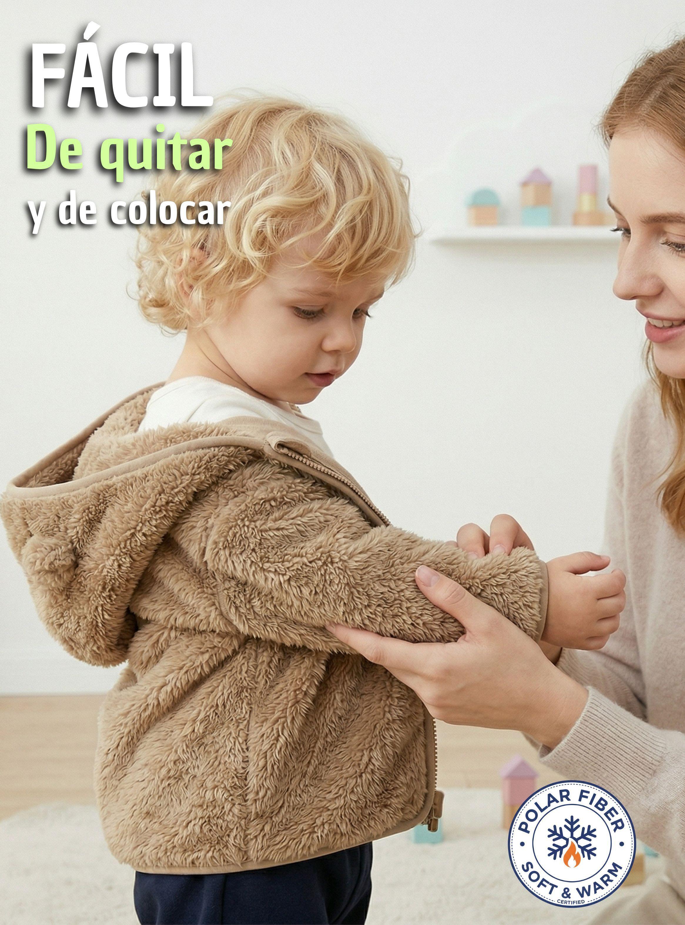 Chaqueta Polerón Con Capucha Forro Polar Bebe Niño Abrigo Invierno Brown Bear-6