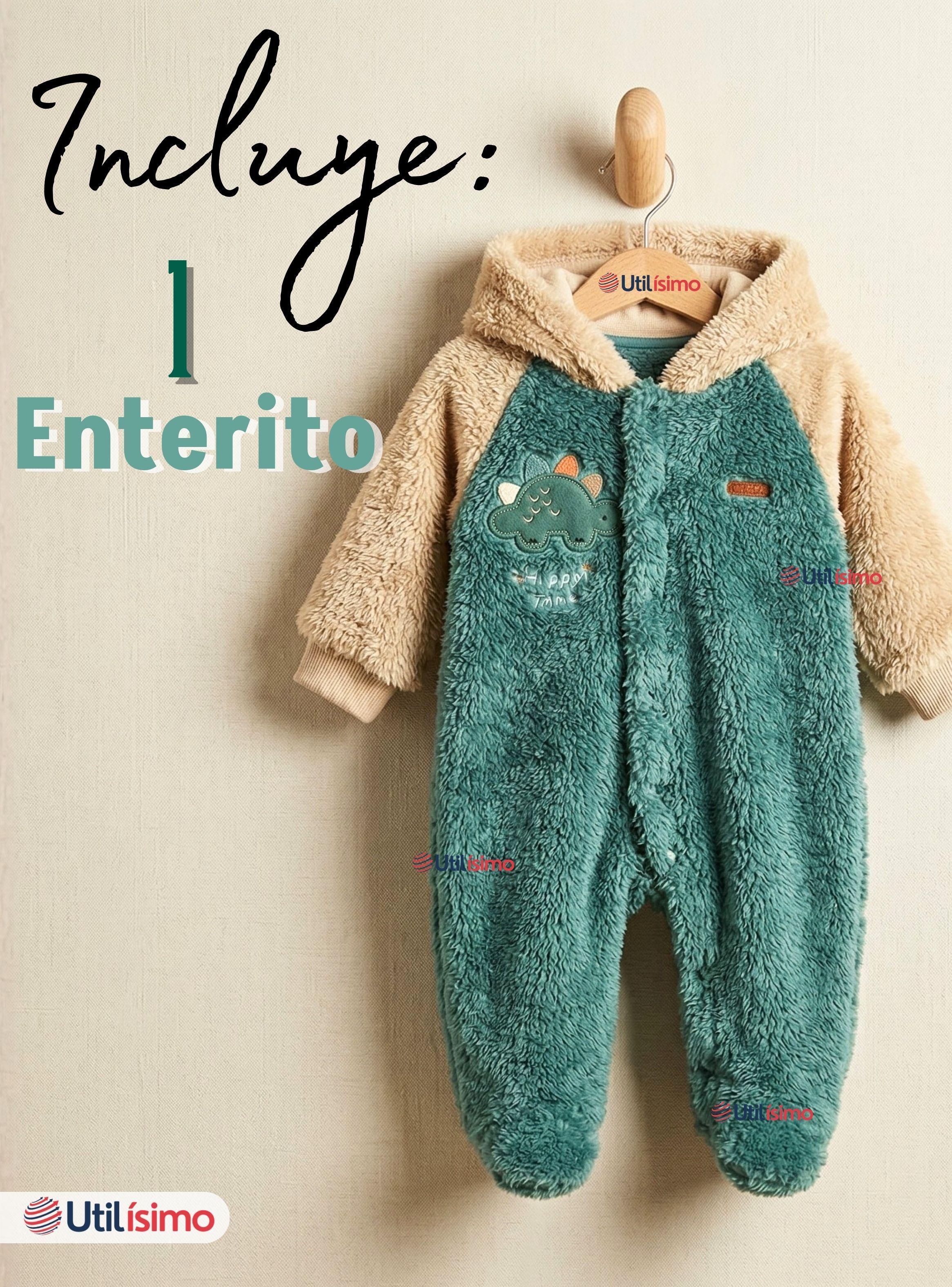 Enterito Con Capucha Tela Plush Verde Dinosaurio Bebé Niño-2