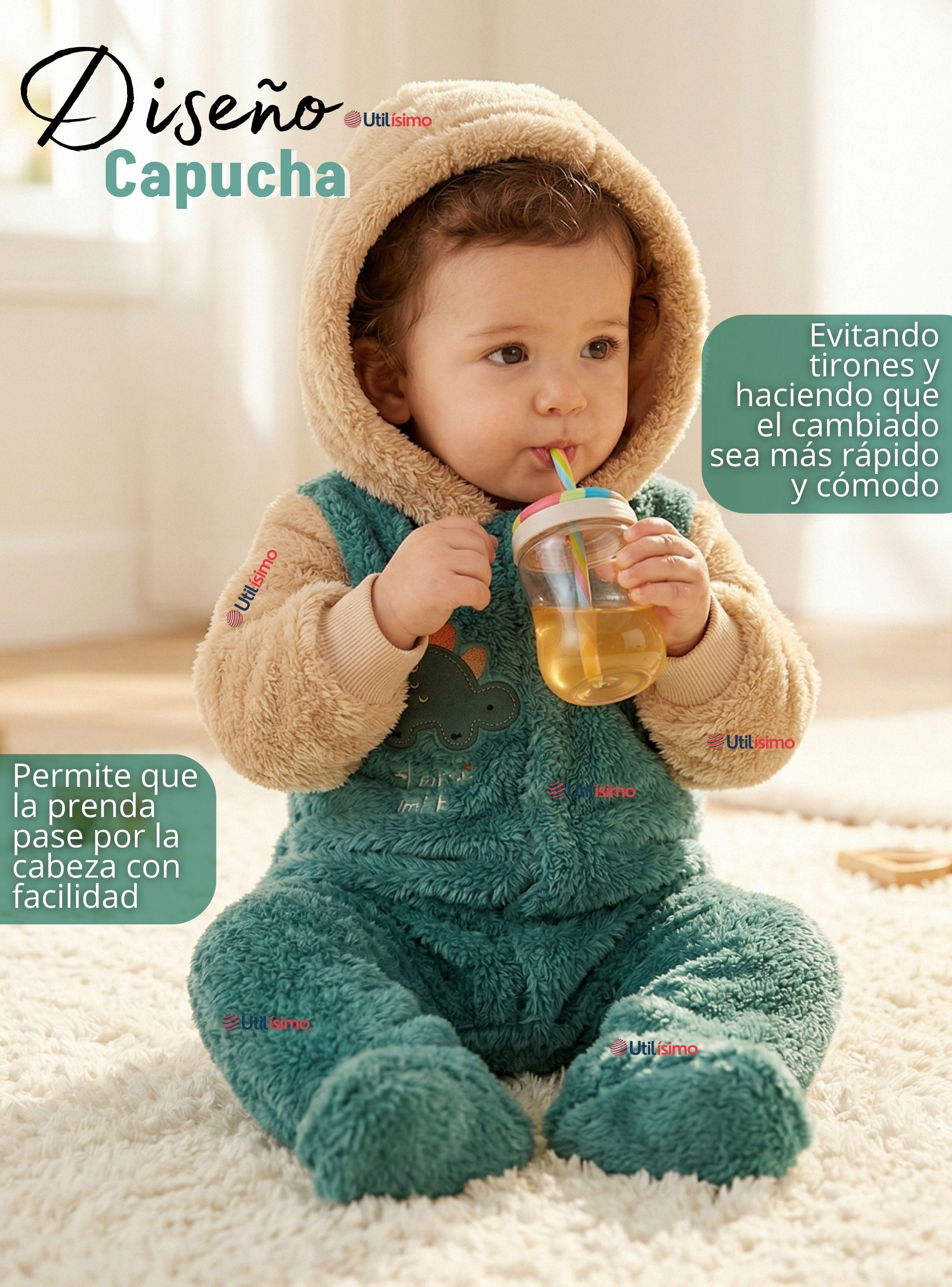 Enterito Con Capucha Tela Plush Verde Dinosaurio Bebé Niño-6