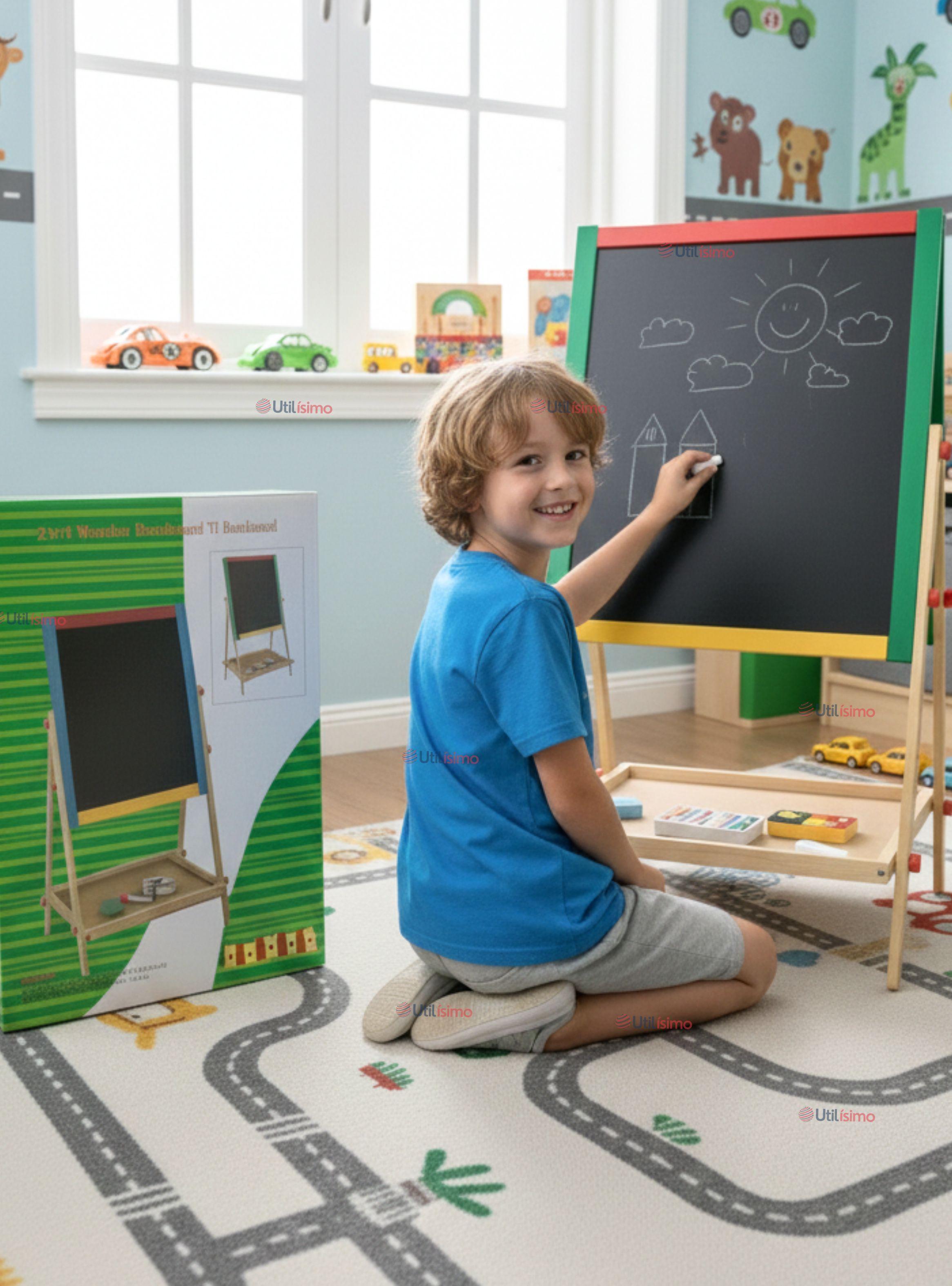 Pizarra Infantil 2 en 1 Tiza Plumon Magnética Estilo Montessori 64cm-0