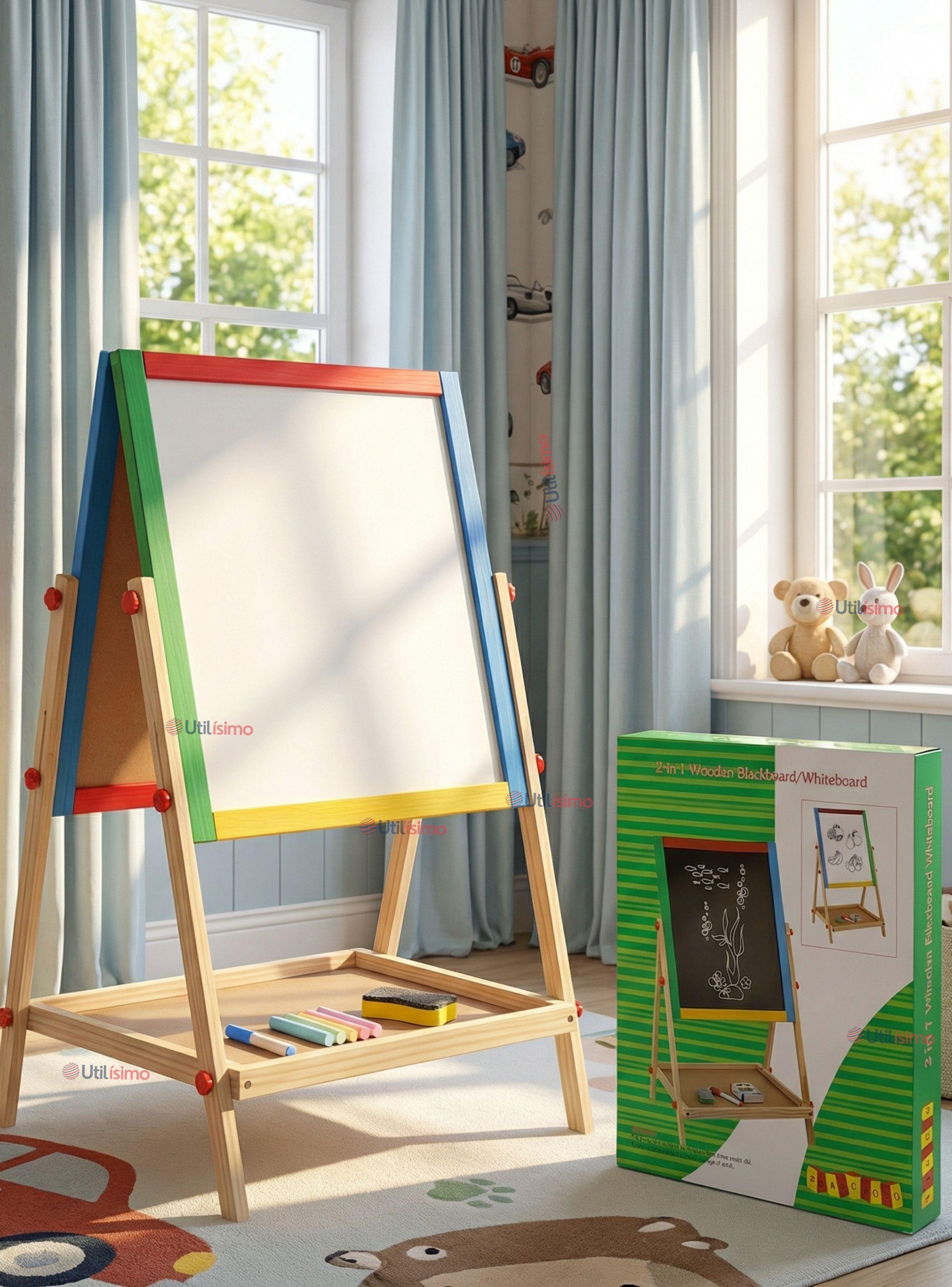 Pizarra Infantil 2 en 1 Tiza Plumon Magnética Estilo Montessori 64cm-1