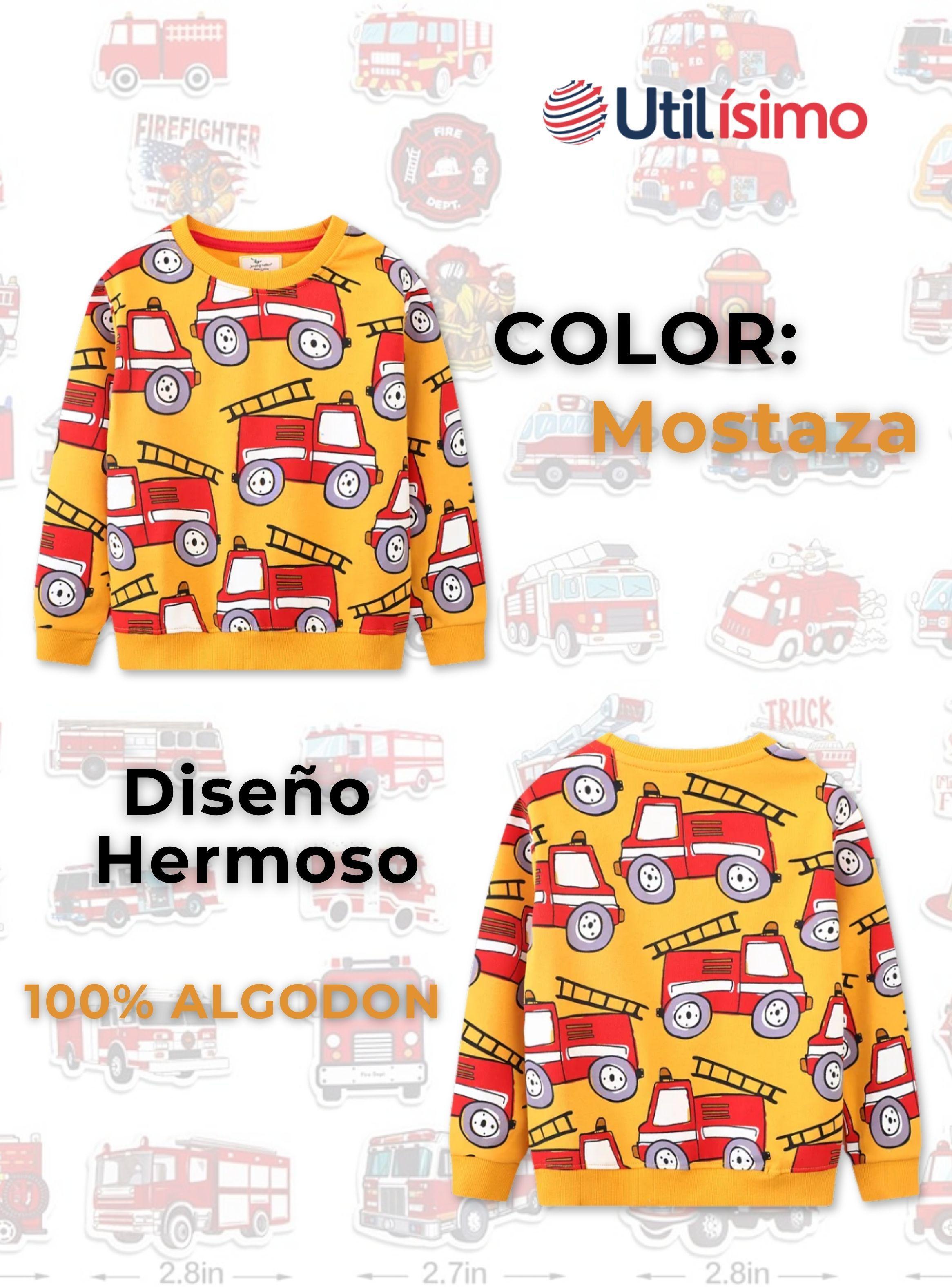 Polerón Algodón Cuello Redondo Niños Mostaza Bomberos-1