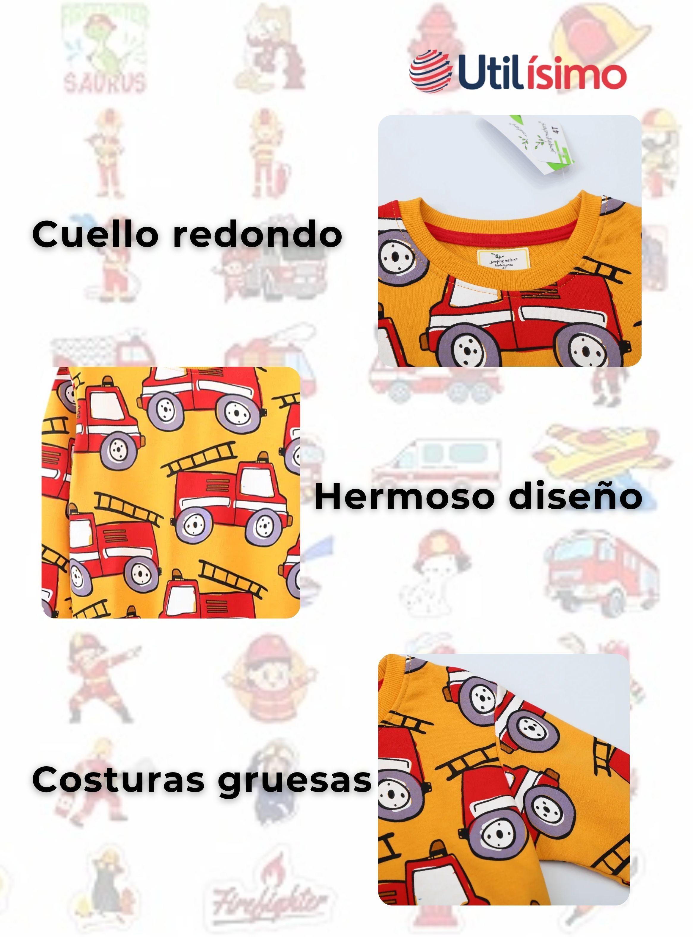 Polerón Algodón Cuello Redondo Niños Mostaza Bomberos-3