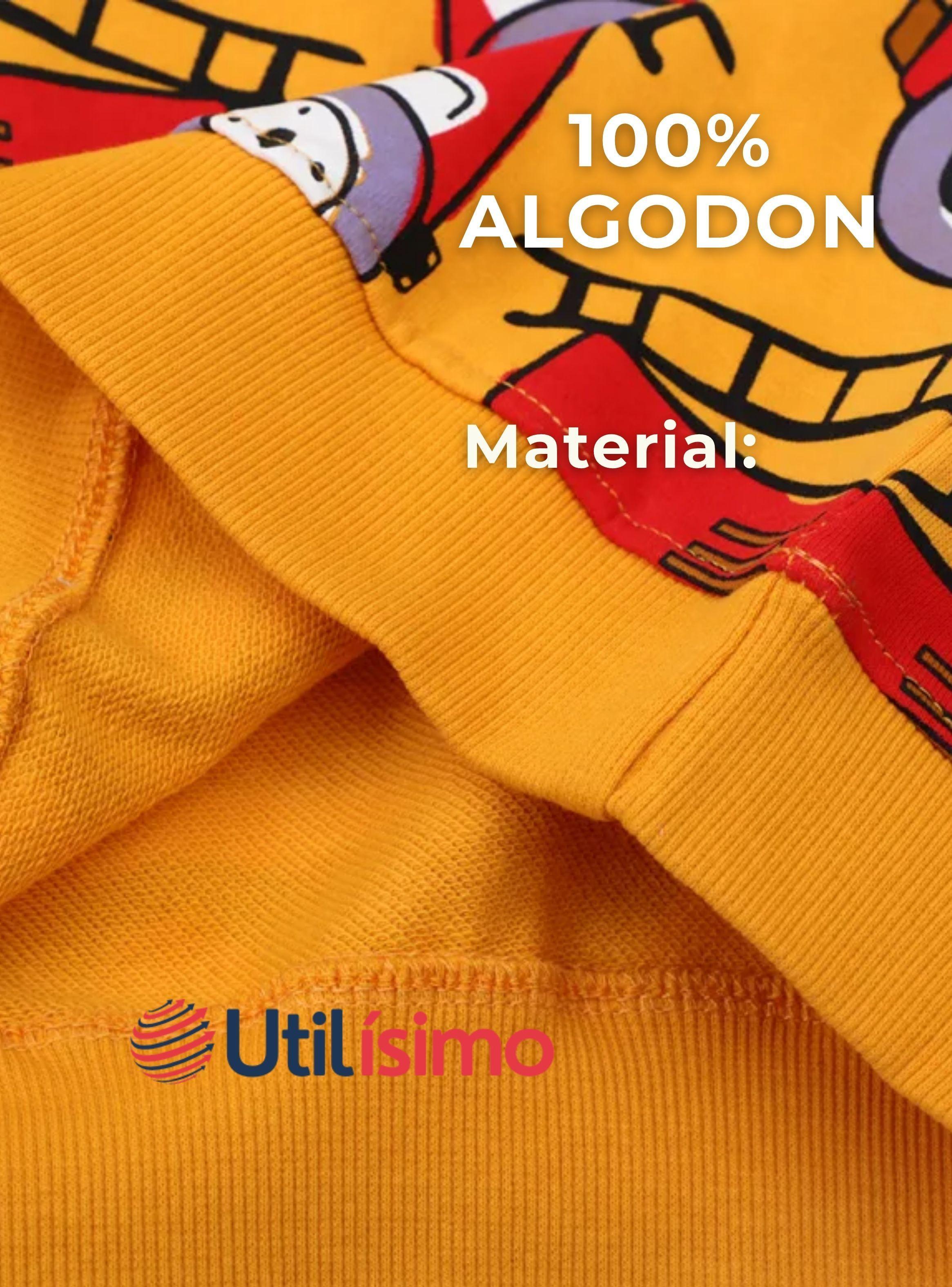 Polerón Algodón Cuello Redondo Niños Mostaza Bomberos-4