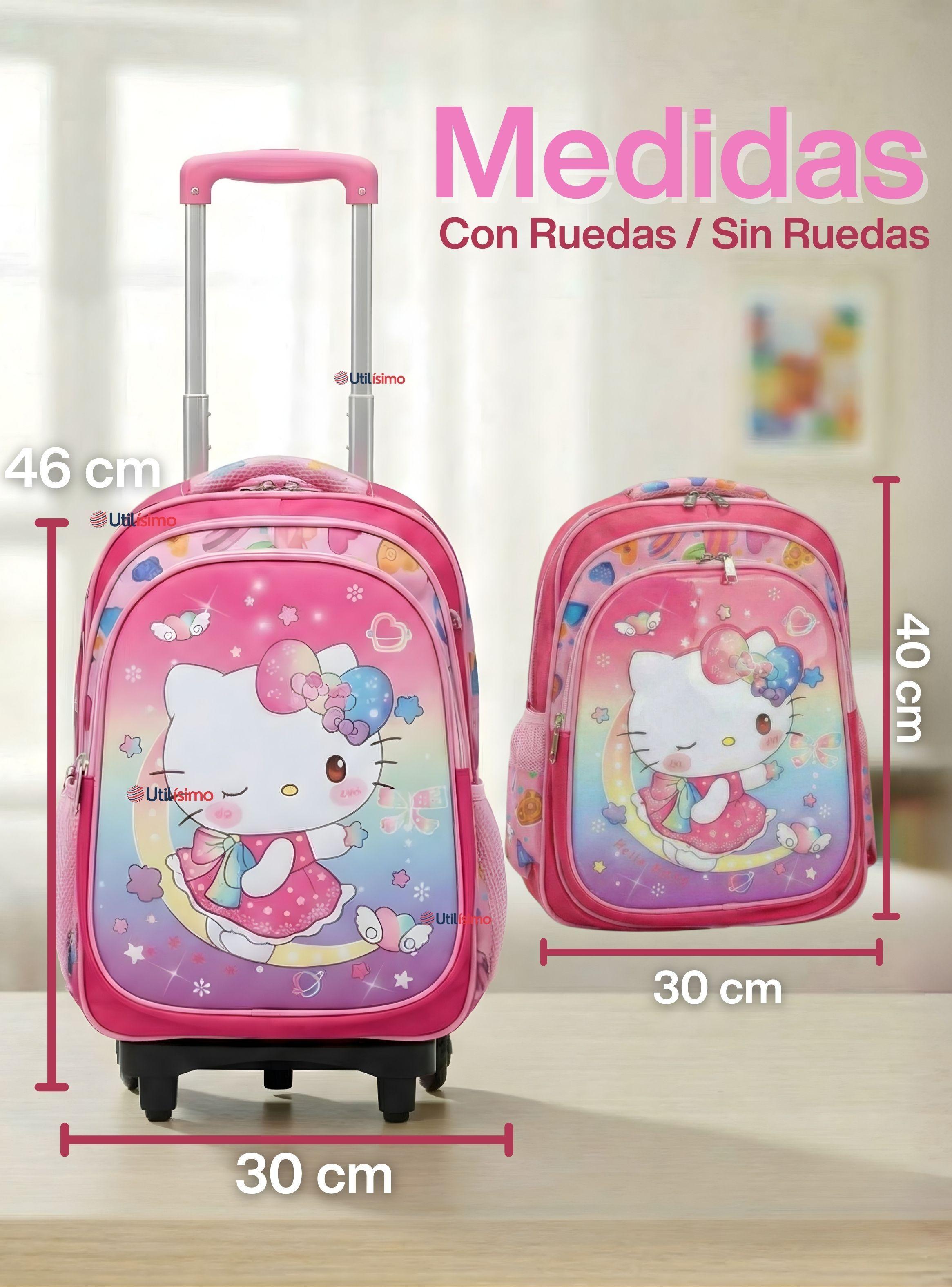 Mochila Escolar Hello Kitty Dreams Con Ruedas Desmontables + Estuche y Lonchera Niña Poliéster-3
