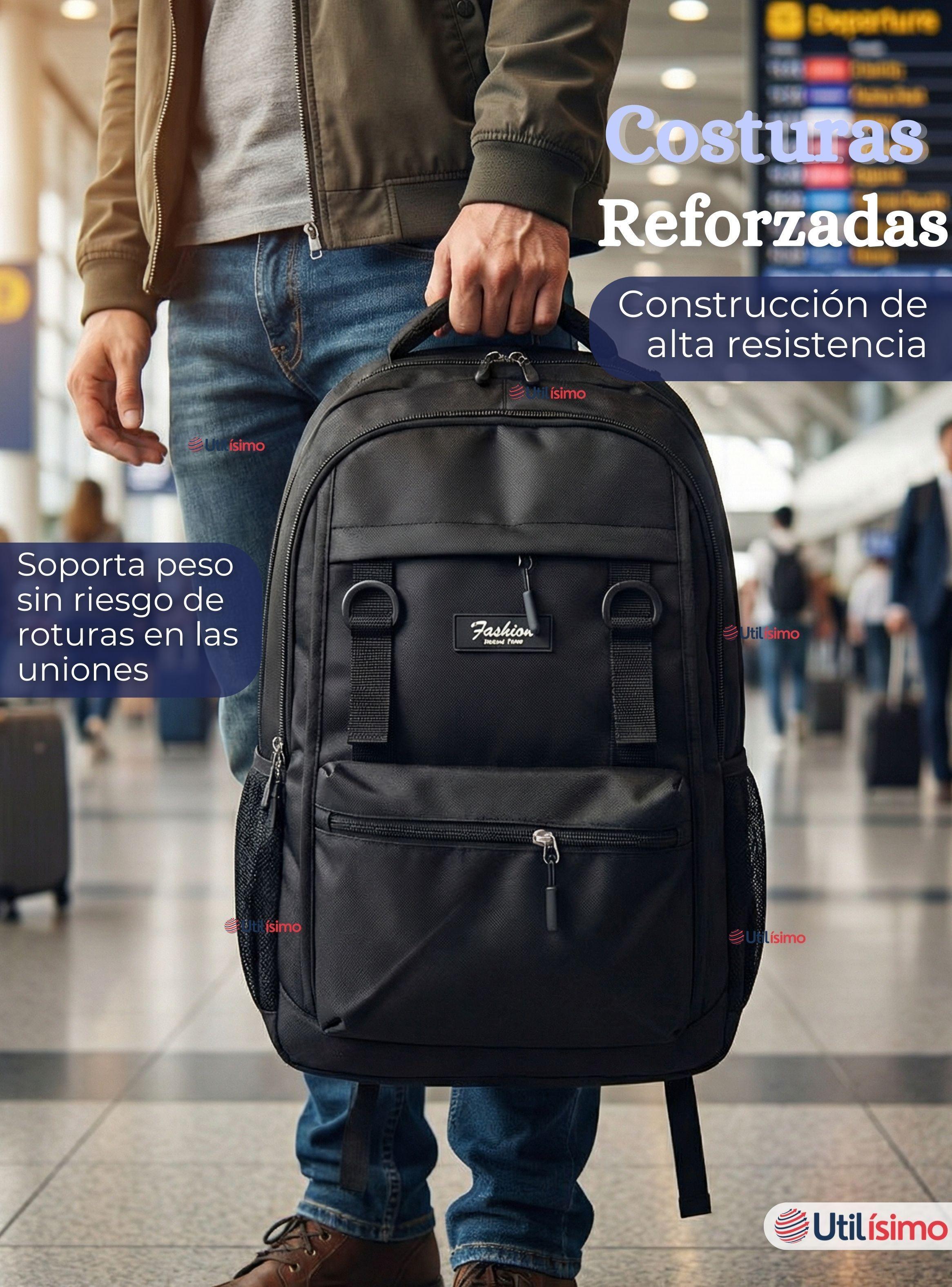 Mochila Ejecutiva Oficina Notebook Impermeable Resistente 44cm Negro 20L-6