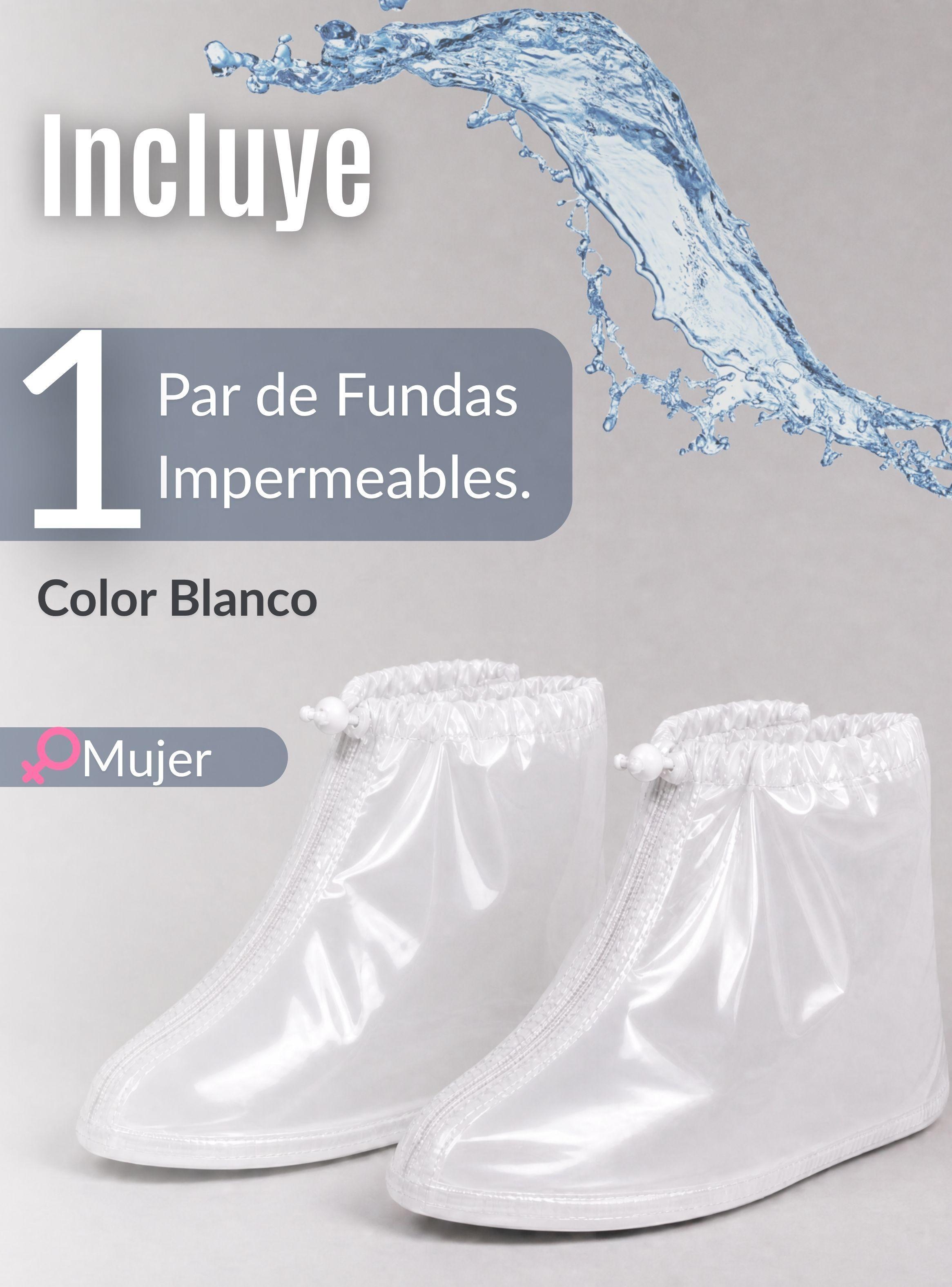 Fundas Cubre Calzado Impermeables Aislante de Lluvia 1 Par Blanco Mujer-2