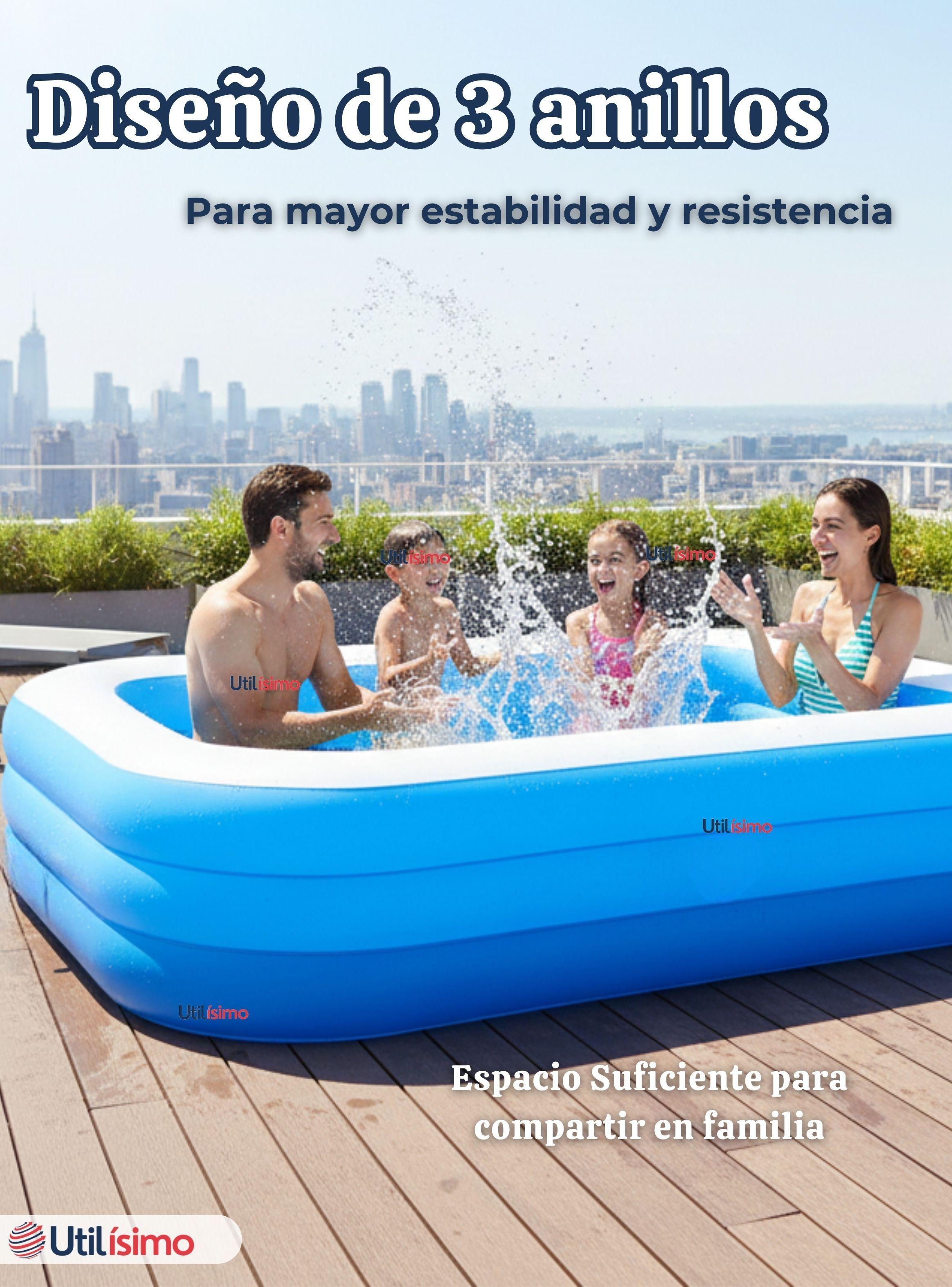 Piscina Inflable Rectangular 210x140x60 CM de Color Azul-3