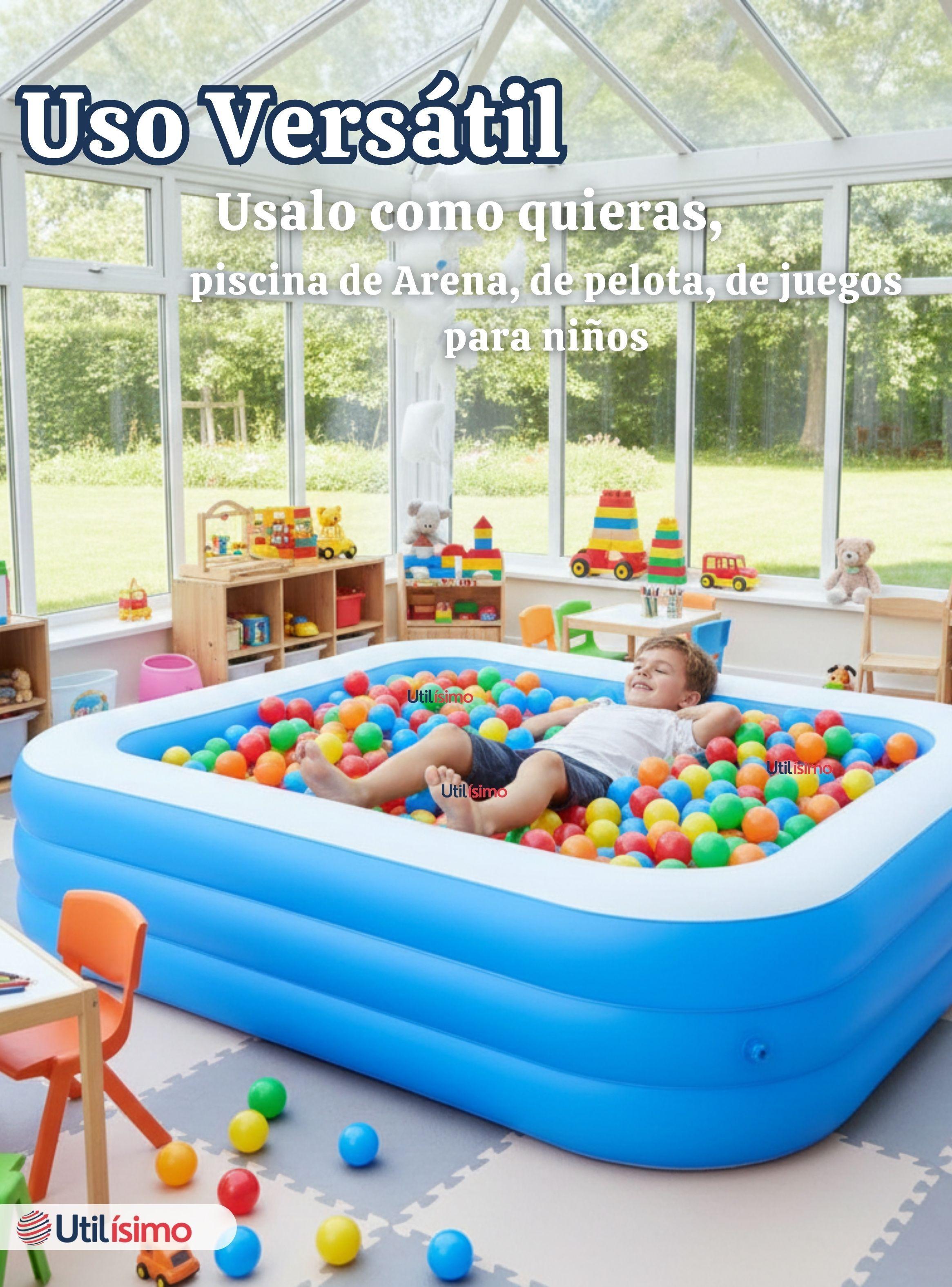 Piscina Inflable Rectangular 210x140x60 CM de Color Azul-5