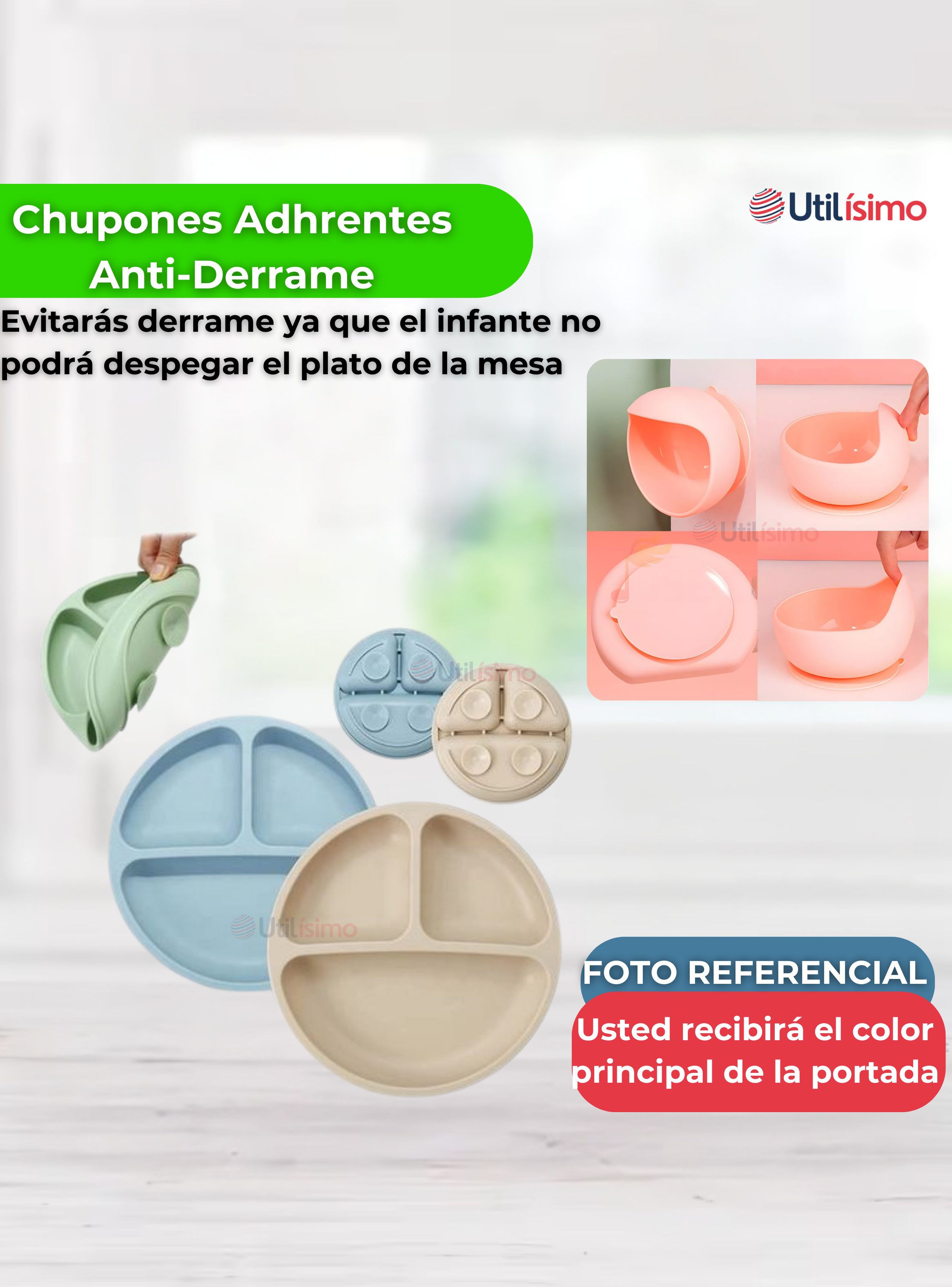 Set De Alimentación Bebé Silicona De Formas 6 Piezas Libre BPA Verde-7