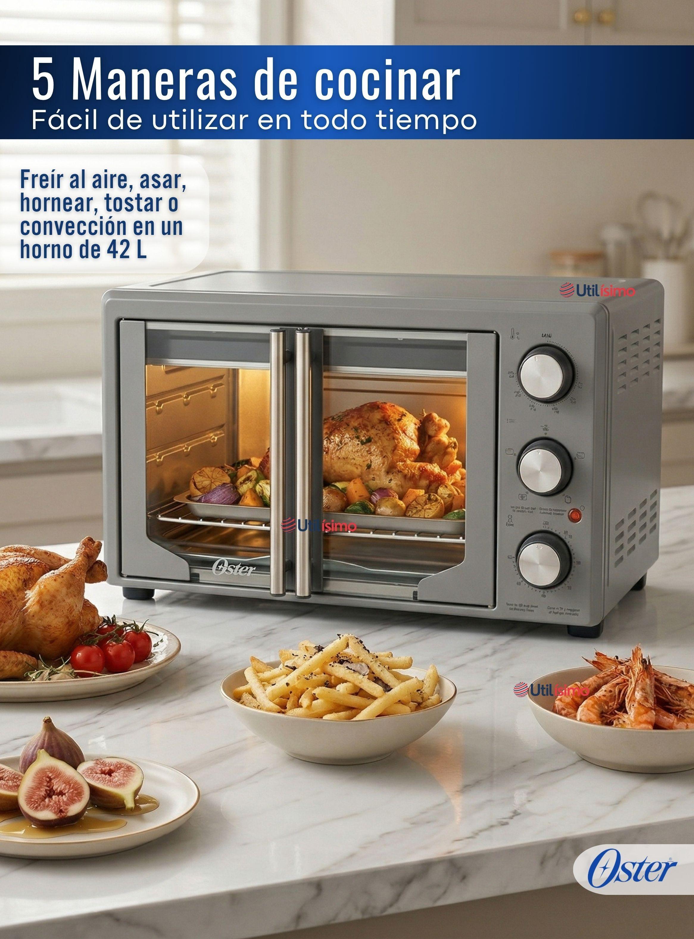 Horno con freidora de aire Oster® de 42 litros, puertas francesas, TSSTTV42FDMAFNS-5