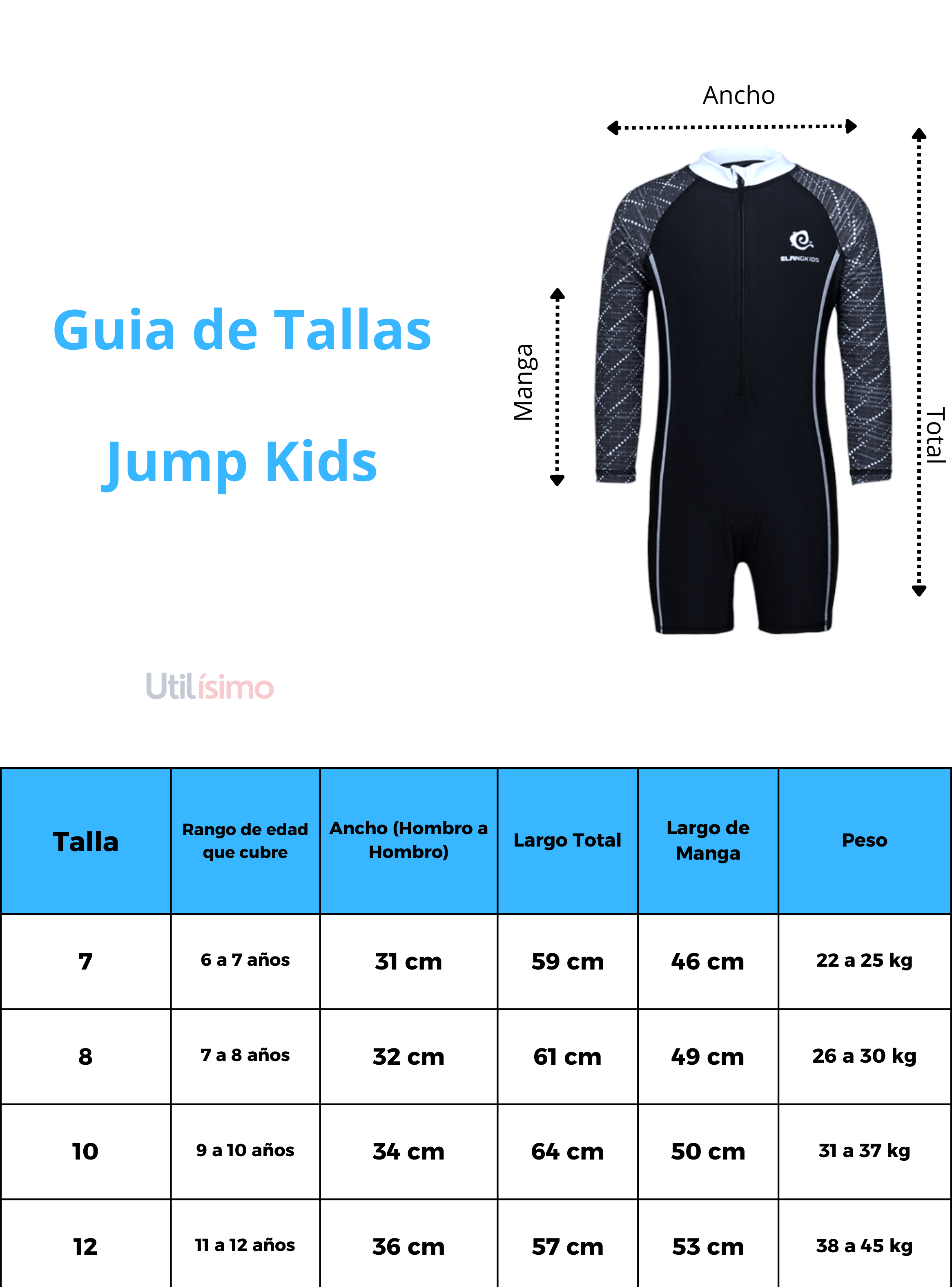 Traje de Baño Enterito Sport Diseño Manga Larga Para Niño Jump Kids-2