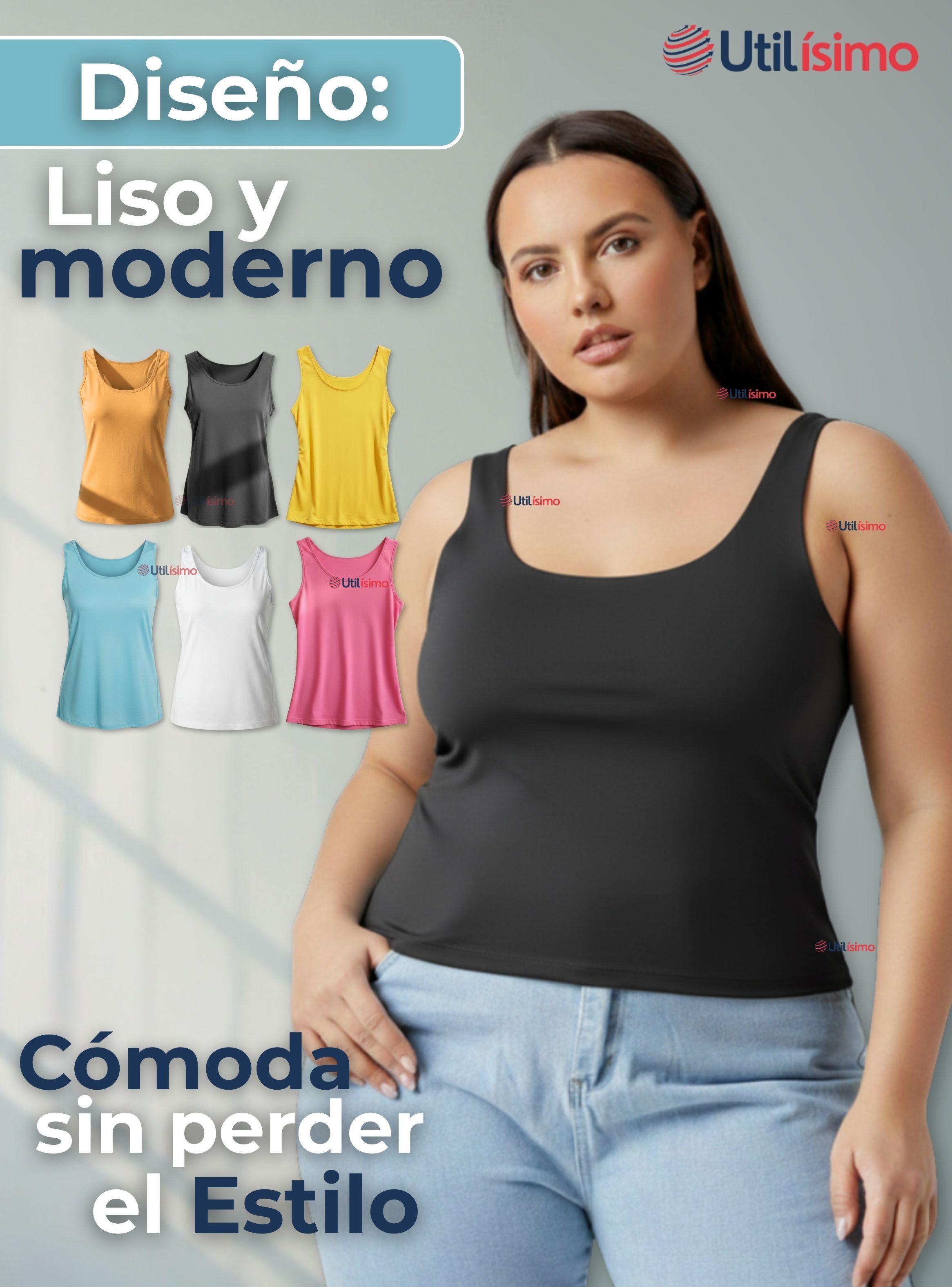 Pack 6 Poleras Camisetas Sin Mangas Fibra De Bambú Básicas Lisa Elástica Mujer Colores Surtidos-3