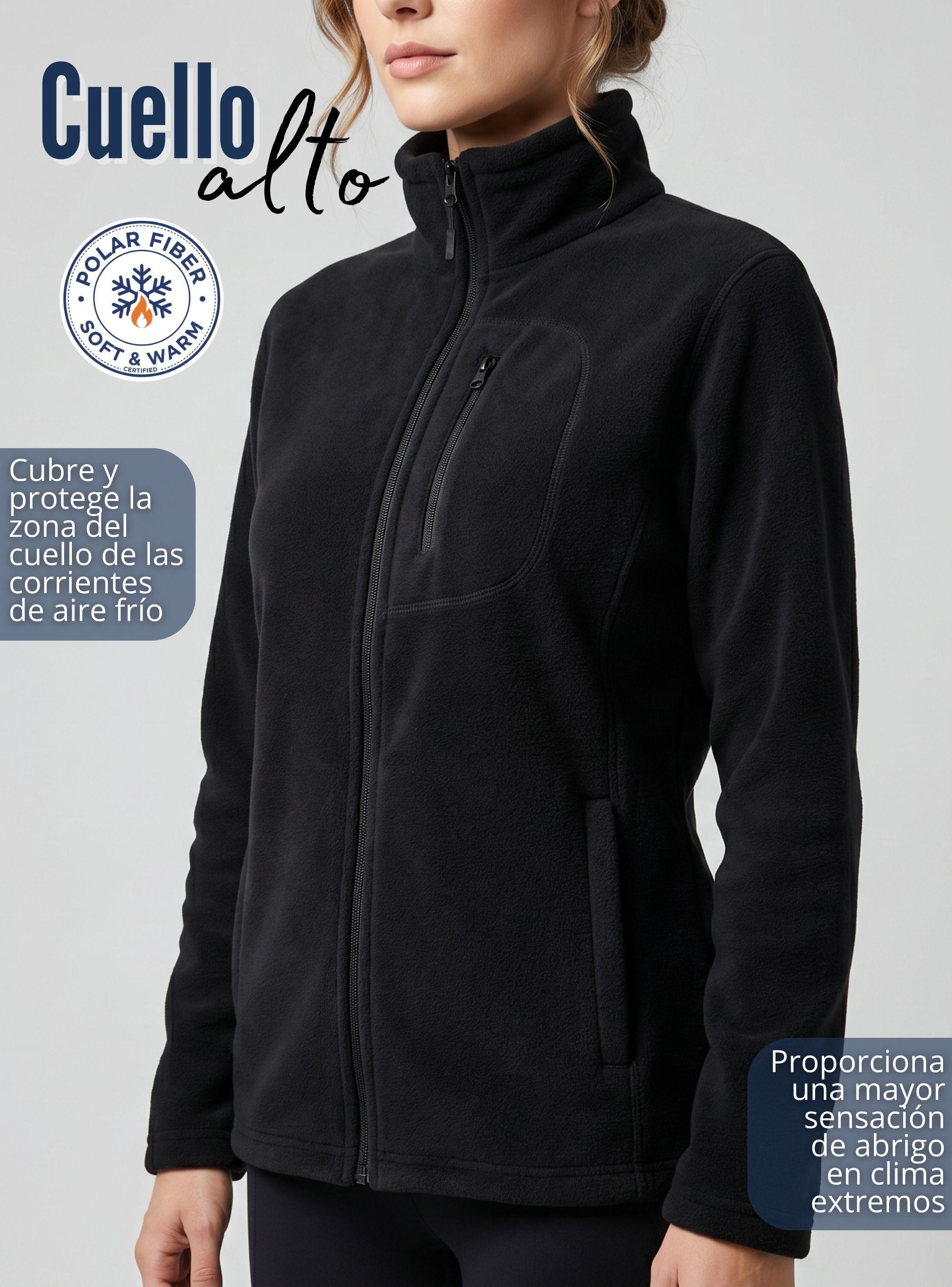 Polerón Térmico Micropolar Cuello Alto de Mujer Negro Invierno-5
