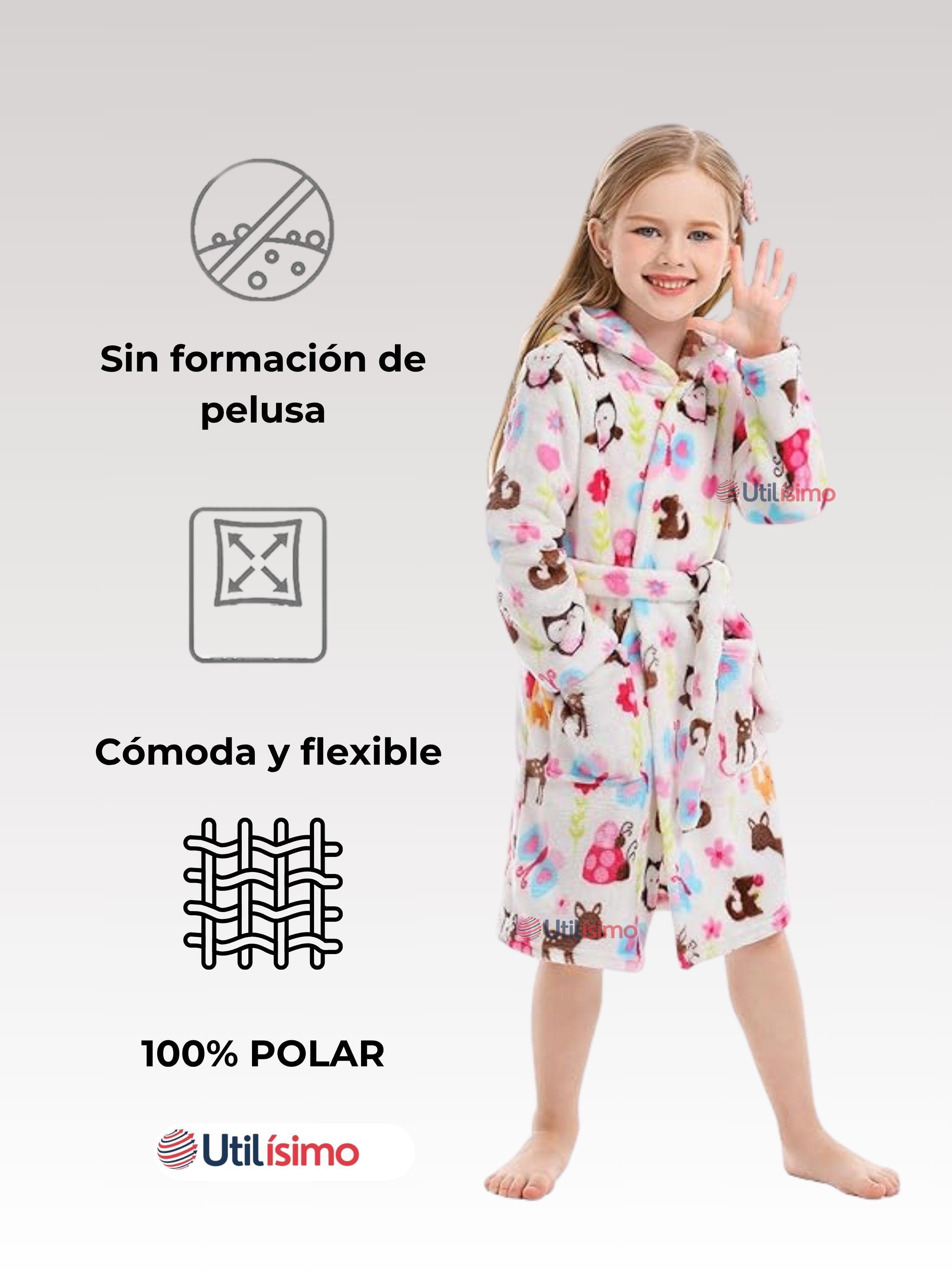 Bata De Baño Con Capucha Y Bolsillos Polar Niña Animales de Colores-3