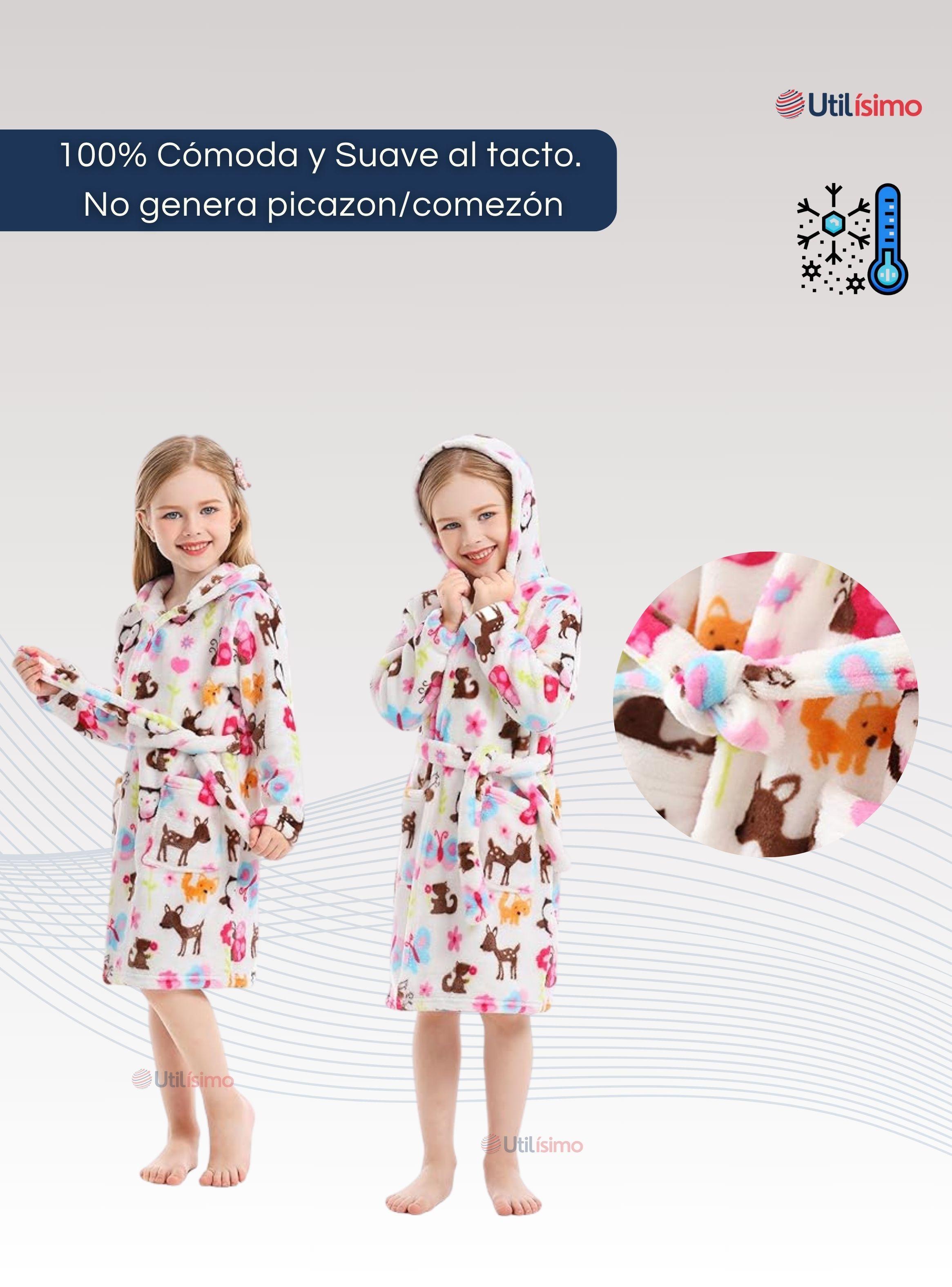 Bata De Baño Con Capucha Y Bolsillos Polar Niña Animales de Colores-4