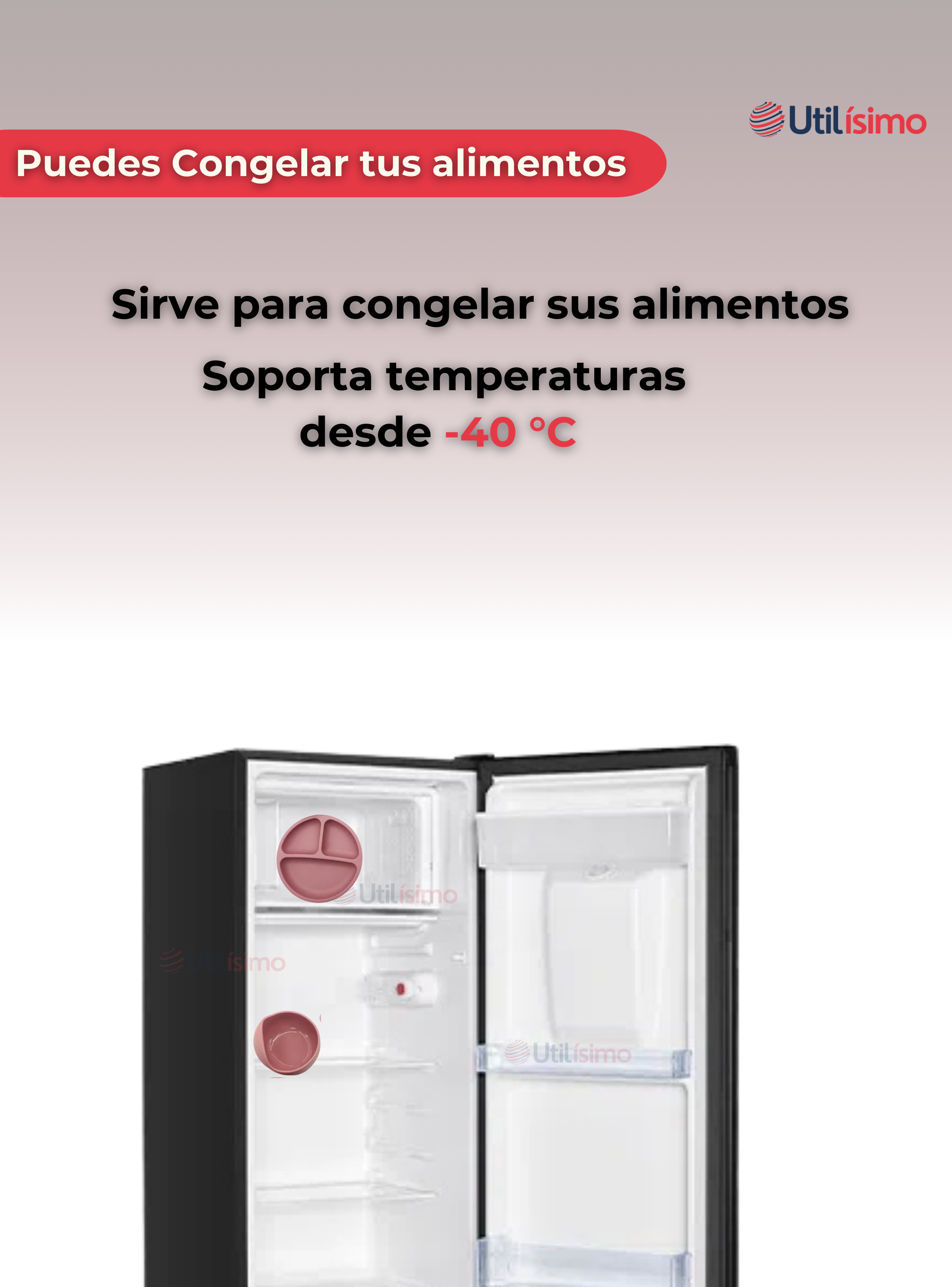 Set De Alimentación Bebé Silicona 5 Piezas Libre BPA Rosa Oscuro-5