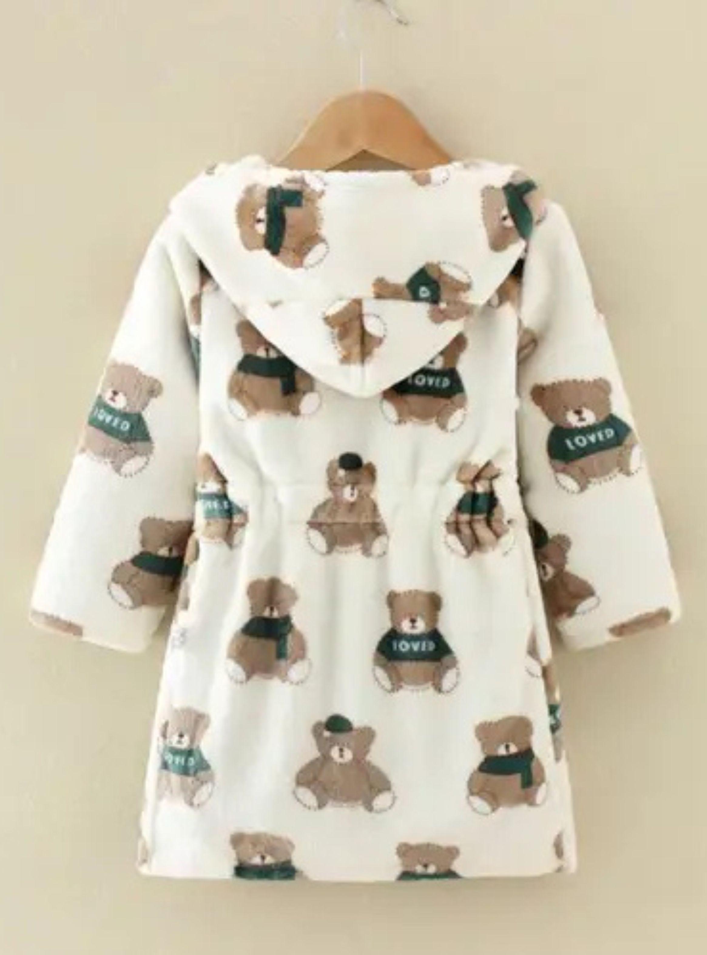 Batas De Baño Con Capucha Y Bolsillos Niño Y Niña Polar De Osito-4