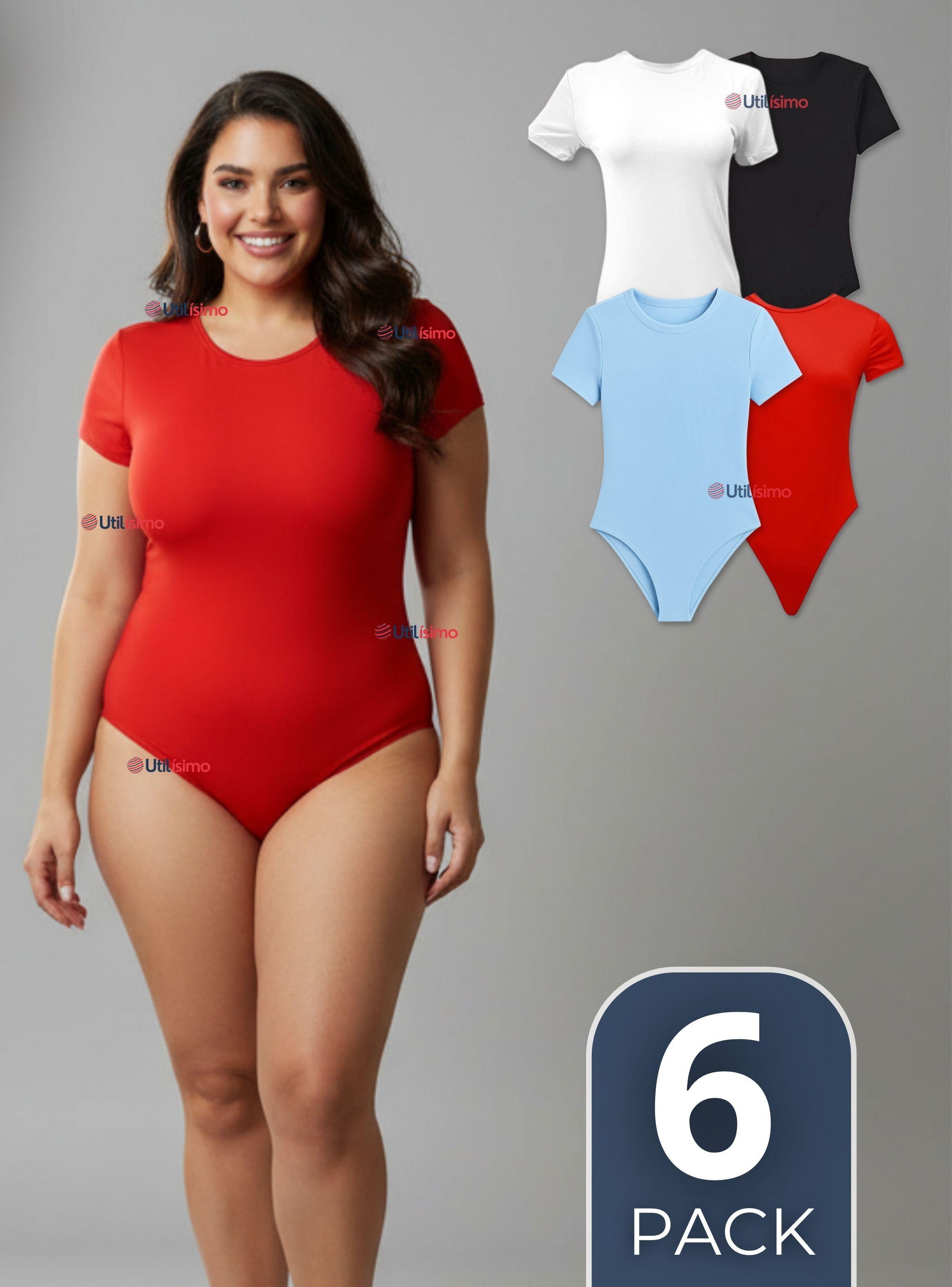 Pack 6 Body Ajustable y Moldeador 100% Bambú Cuello Redondo Manga Corta Mujer en Colores Surtidos-0
