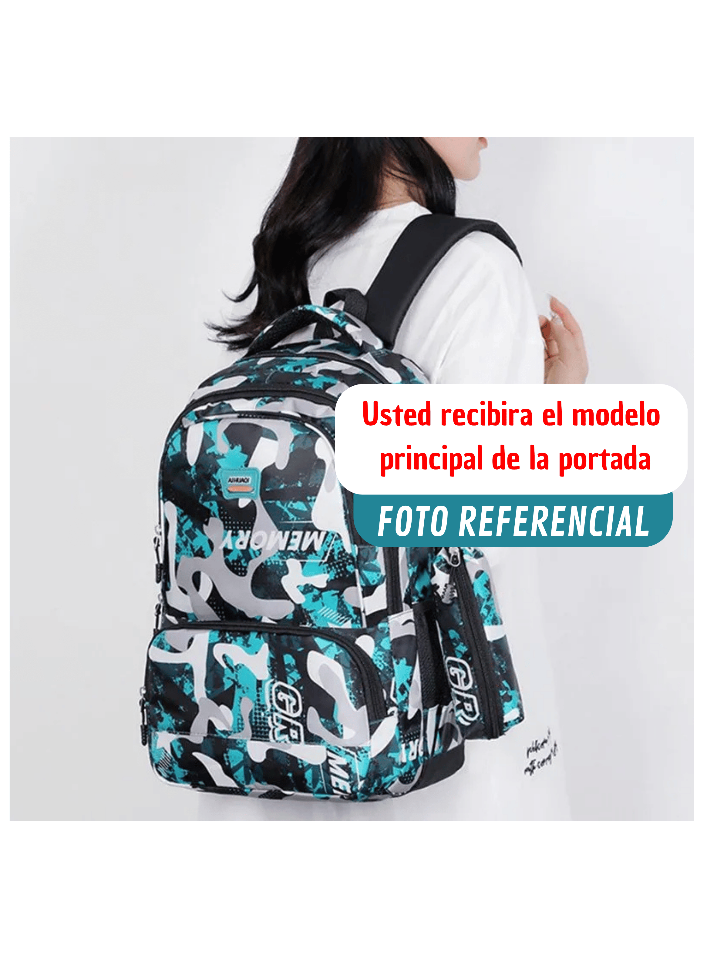 Mochila Escolar Juvenil y Universitario 45cm Diseño Estampado Camuflaje Unisex Gray-2