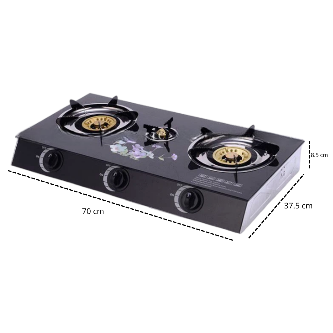 Cocinilla Encimera a Gas Vidrio Templado LINE™ 3 Platos Regular-1