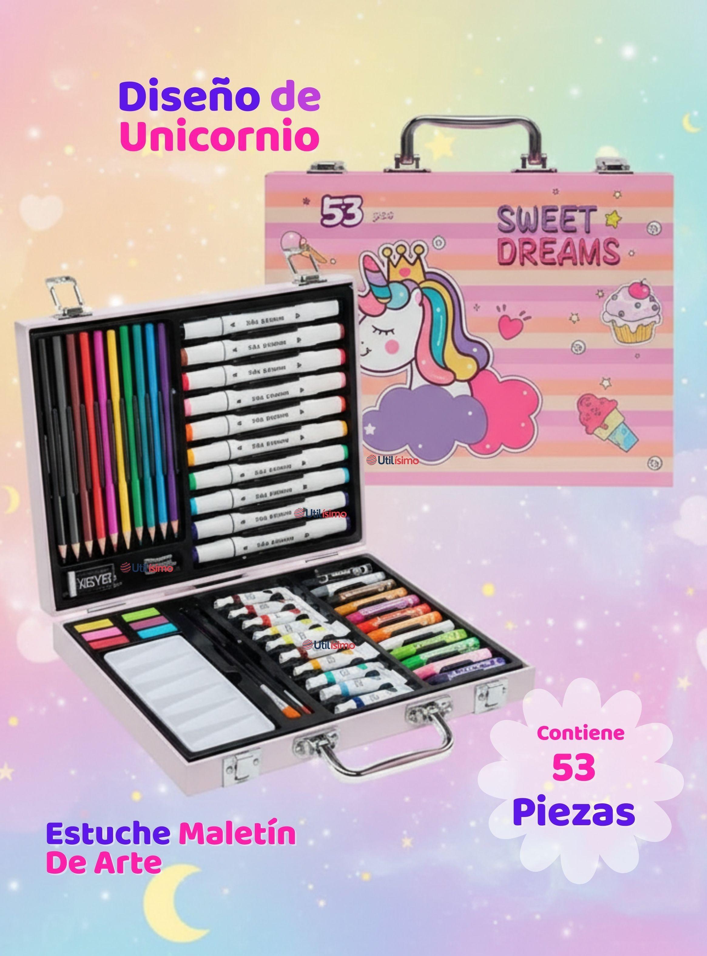 Maletín Set De Arte 53 Piezas Estuche Para Dibujar Y Pintar para Niña Pony Rosa-1