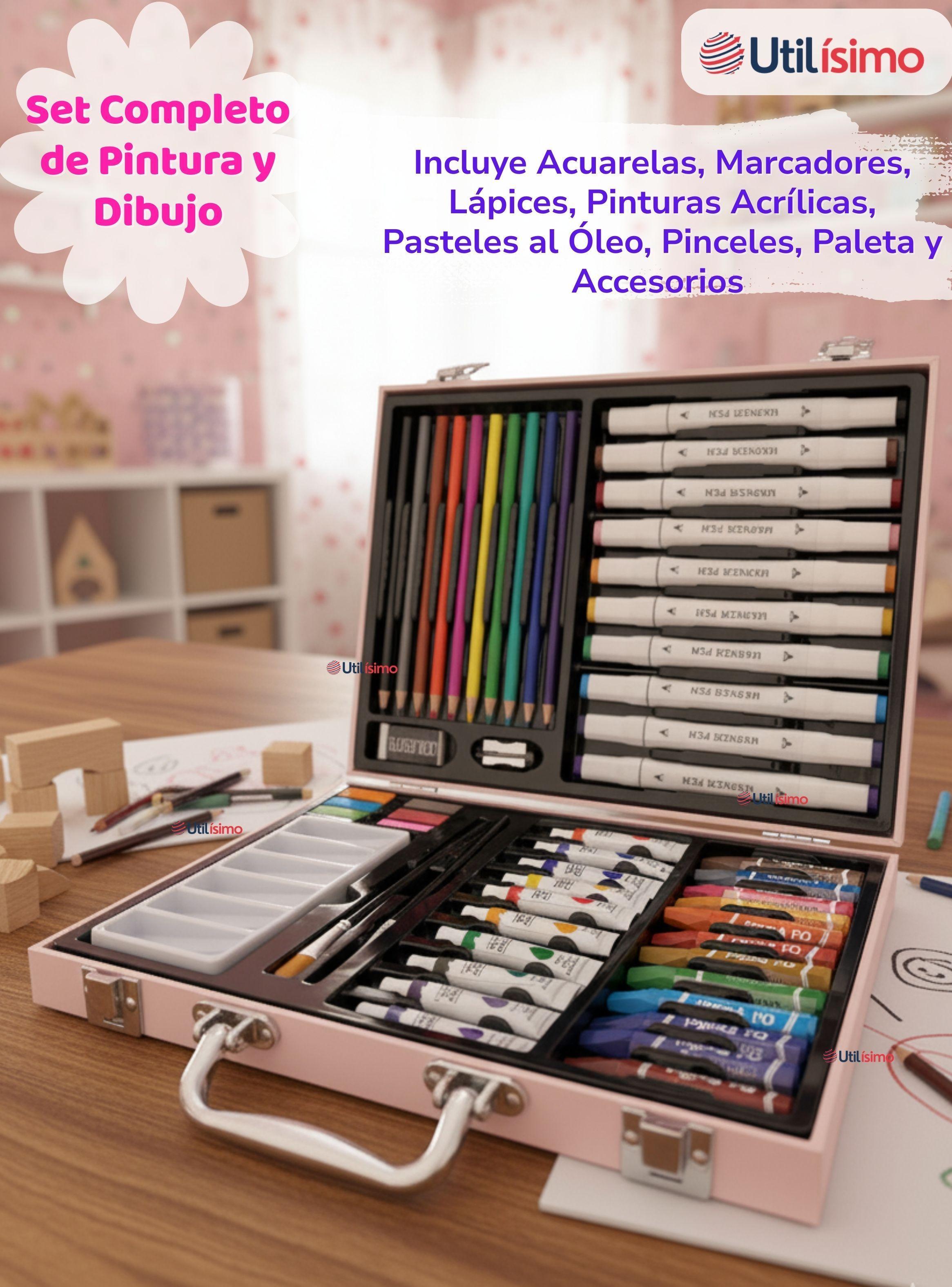 Maletín Set De Arte 53 Piezas Estuche Para Dibujar Y Pintar para Niña Pony Rosa-3