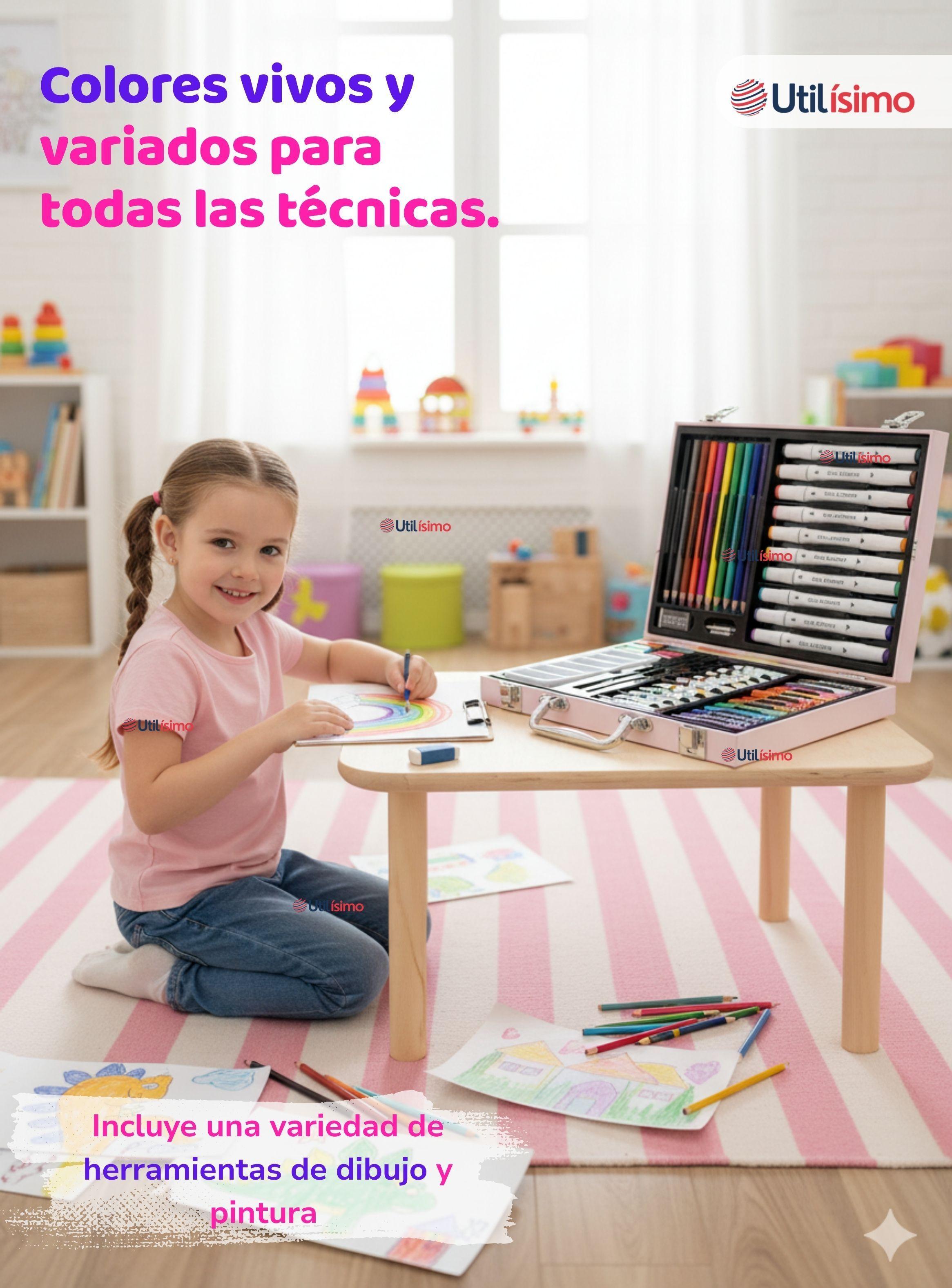 Maletín Set De Arte 53 Piezas Estuche Para Dibujar Y Pintar para Niña Pony Rosa-4