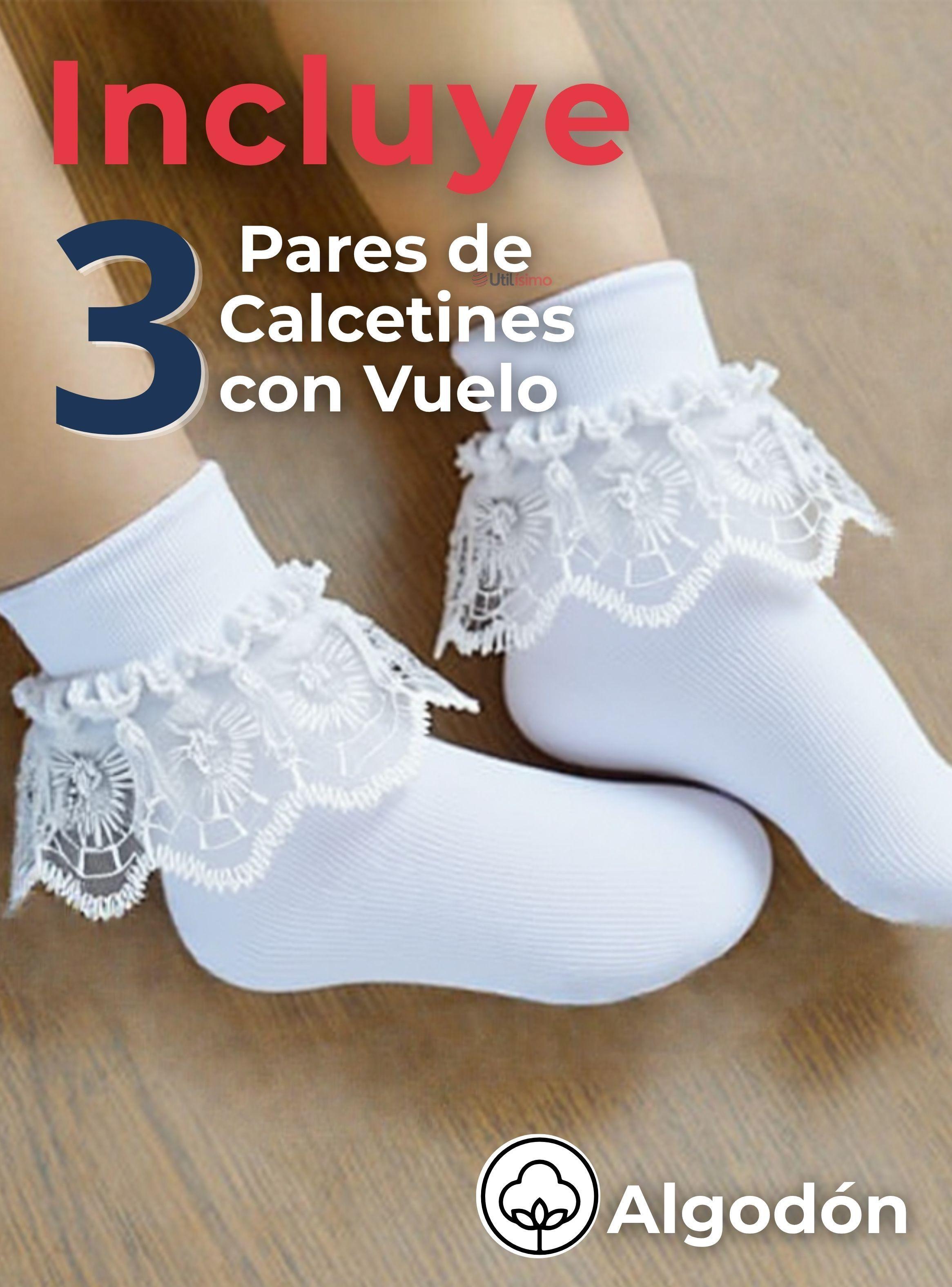 Pack 3 Calcetines Blanco Con Vuelo Niña Algodón Fiestas Patrias-2