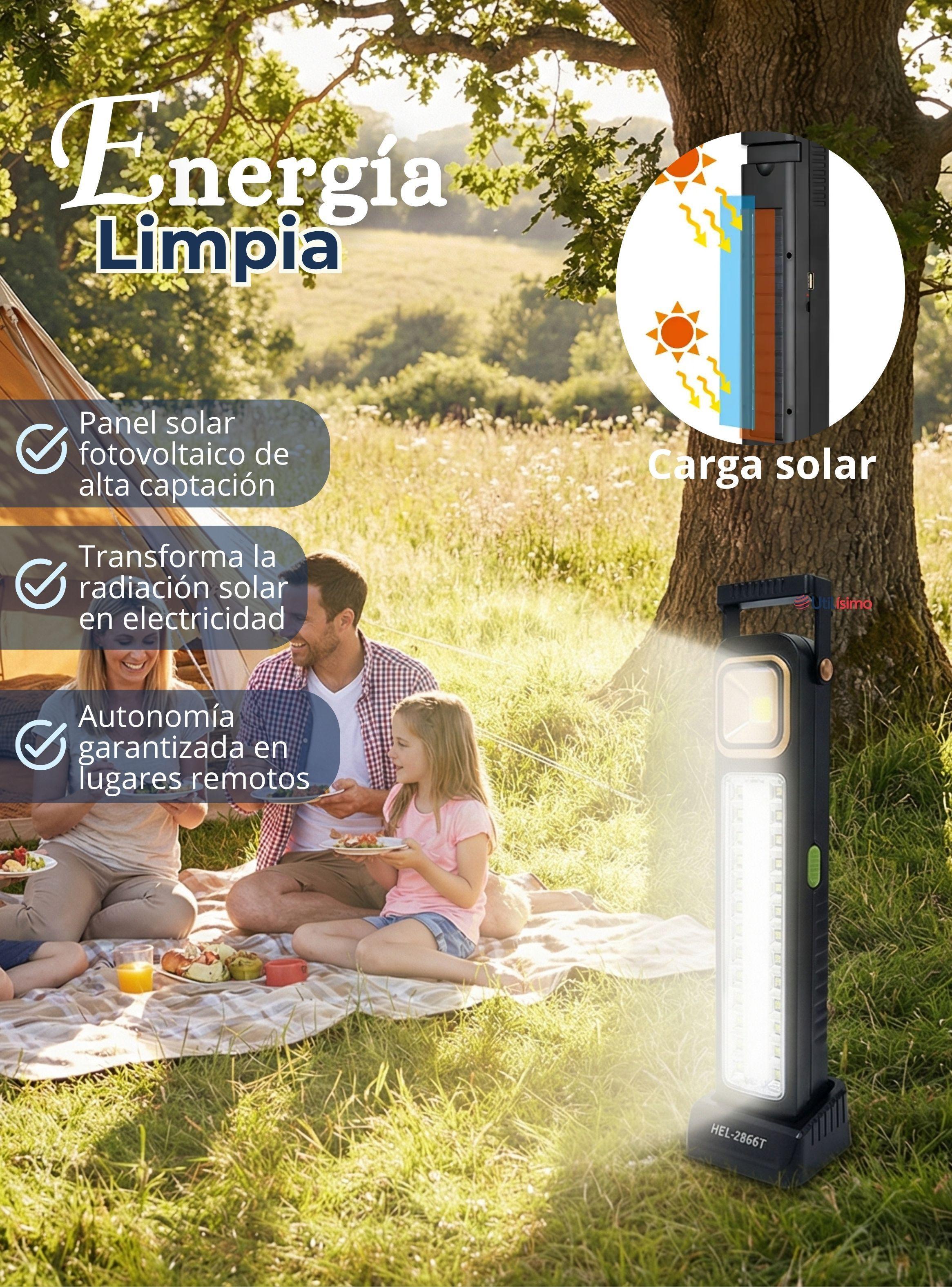 Lampara Luz De Emergencia Focos 39 Led  30W  Carga Híbrida Solar USB-6
