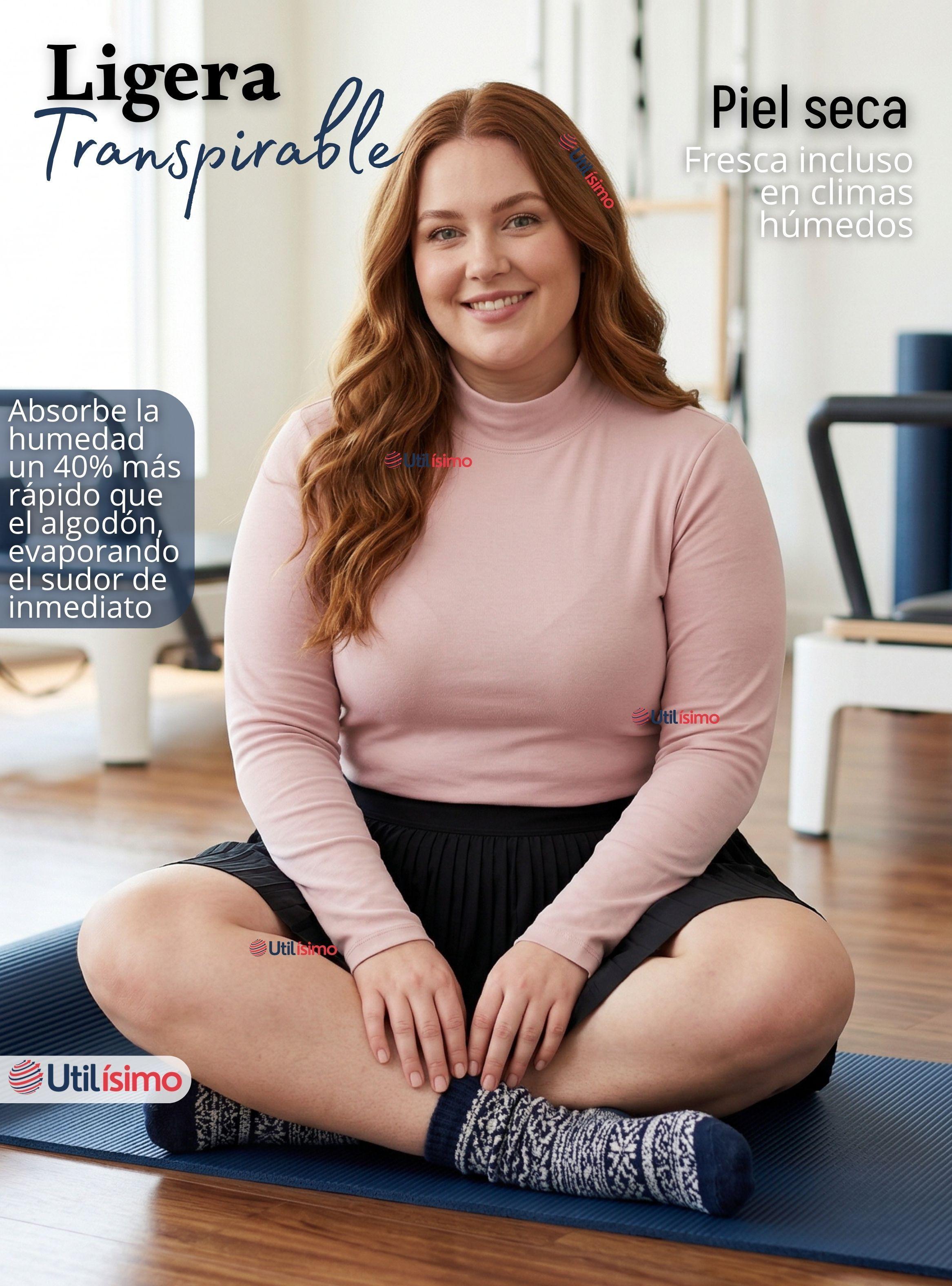 Pack 6 Camisetas Polera Bambú Primera Capa Cuello Beatle Manga Larga Colores Surtidos Mujer-7