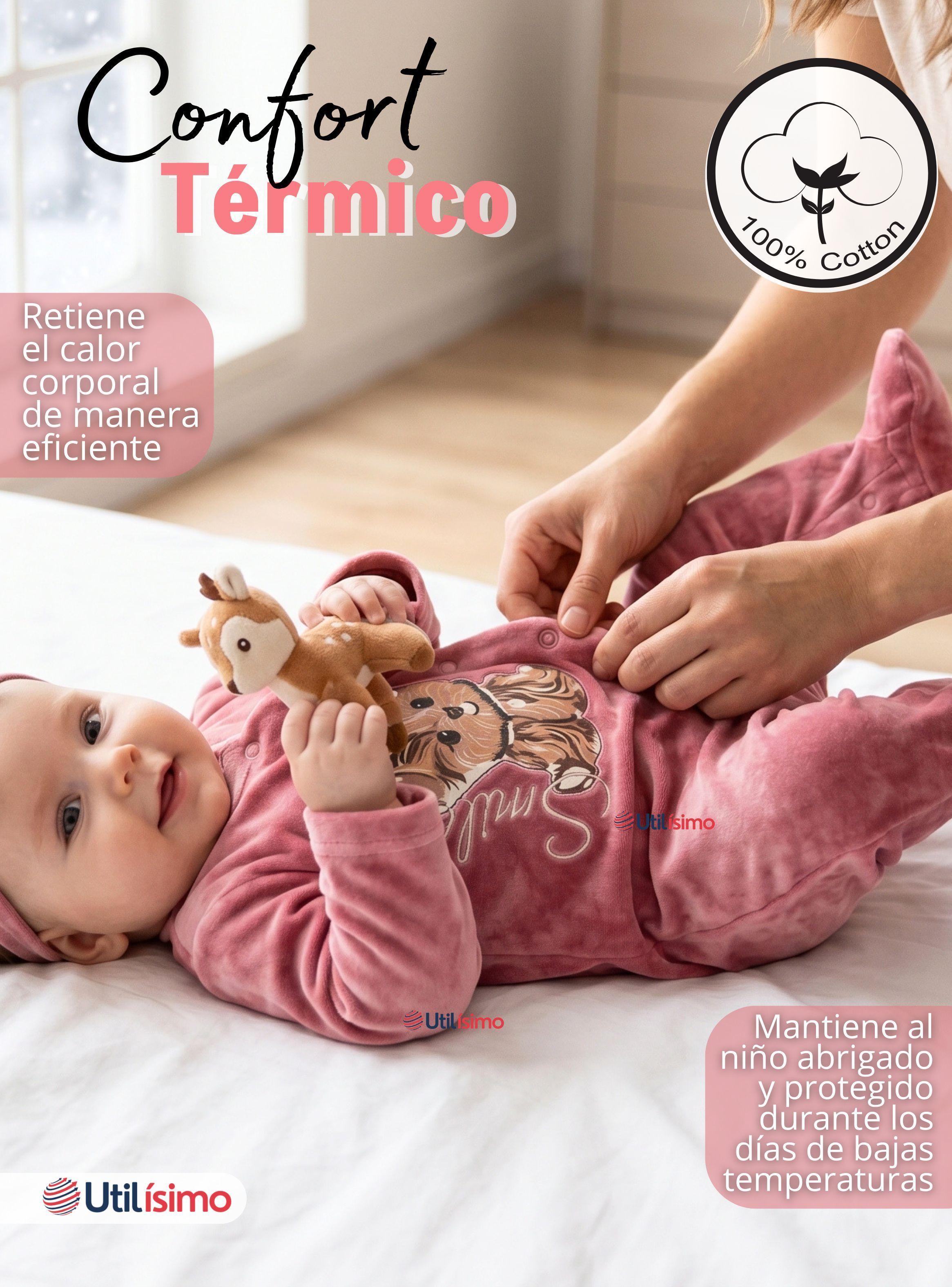 Enterito Tela Plush Rosado de Bebé Niñas-5
