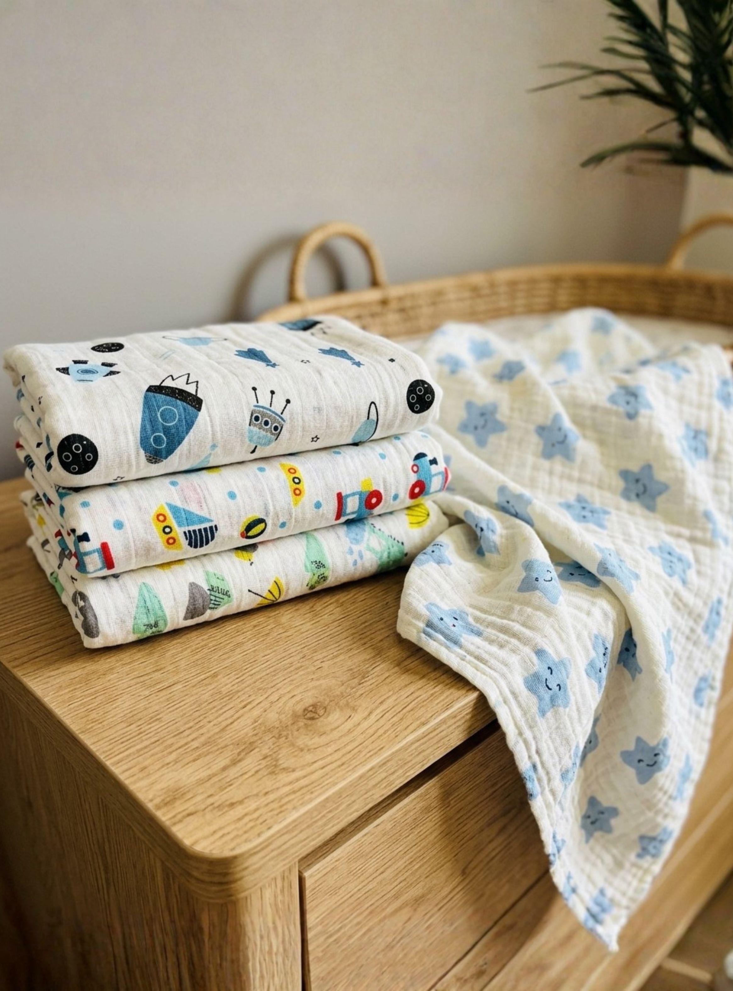 Manta Muselina 70x 70 CM Bebé Niño Multiuso 100% Algodón Diseños Surtidos-0