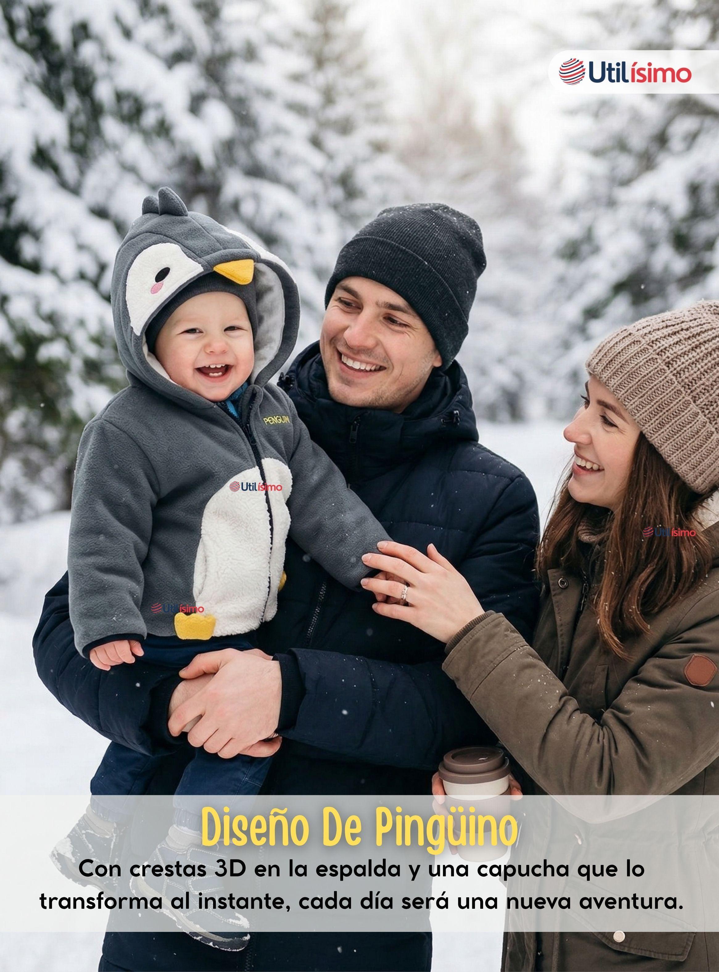 Polerón Polar Con Capucha de Invierno Bebé Niño Happy Penguin-7