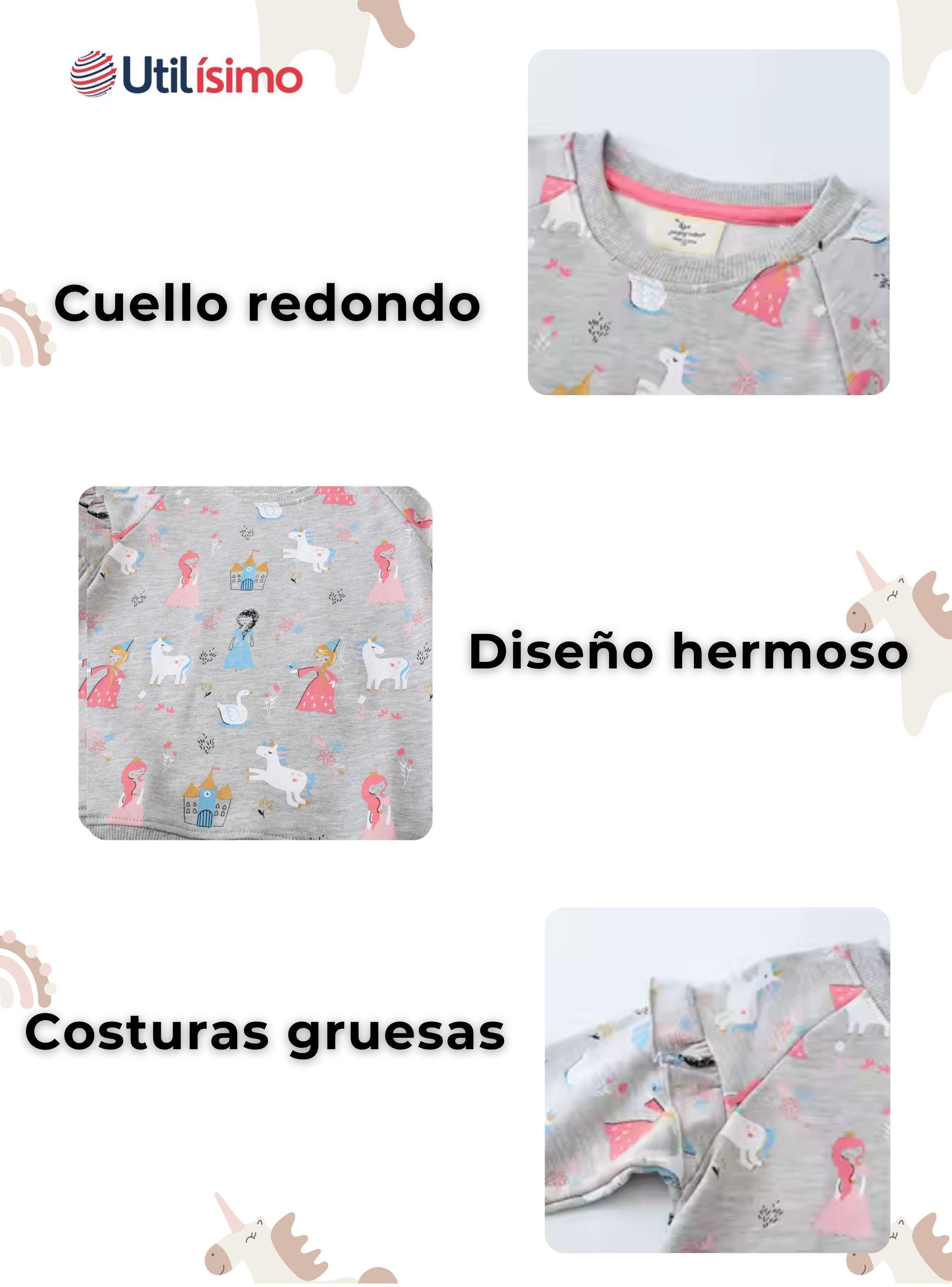 Polerón Algodón Cuello Redondo Niña Gris Princesas-3
