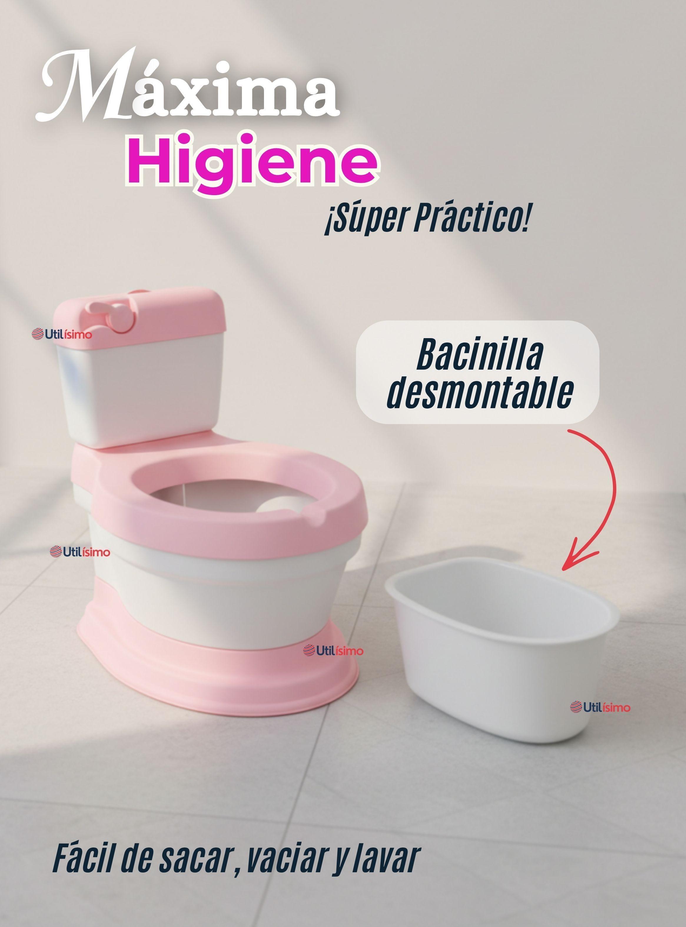 Pelela Inodoro Baño Entrenador Portátil Niña Color Rosa Asiento Acojinado-5