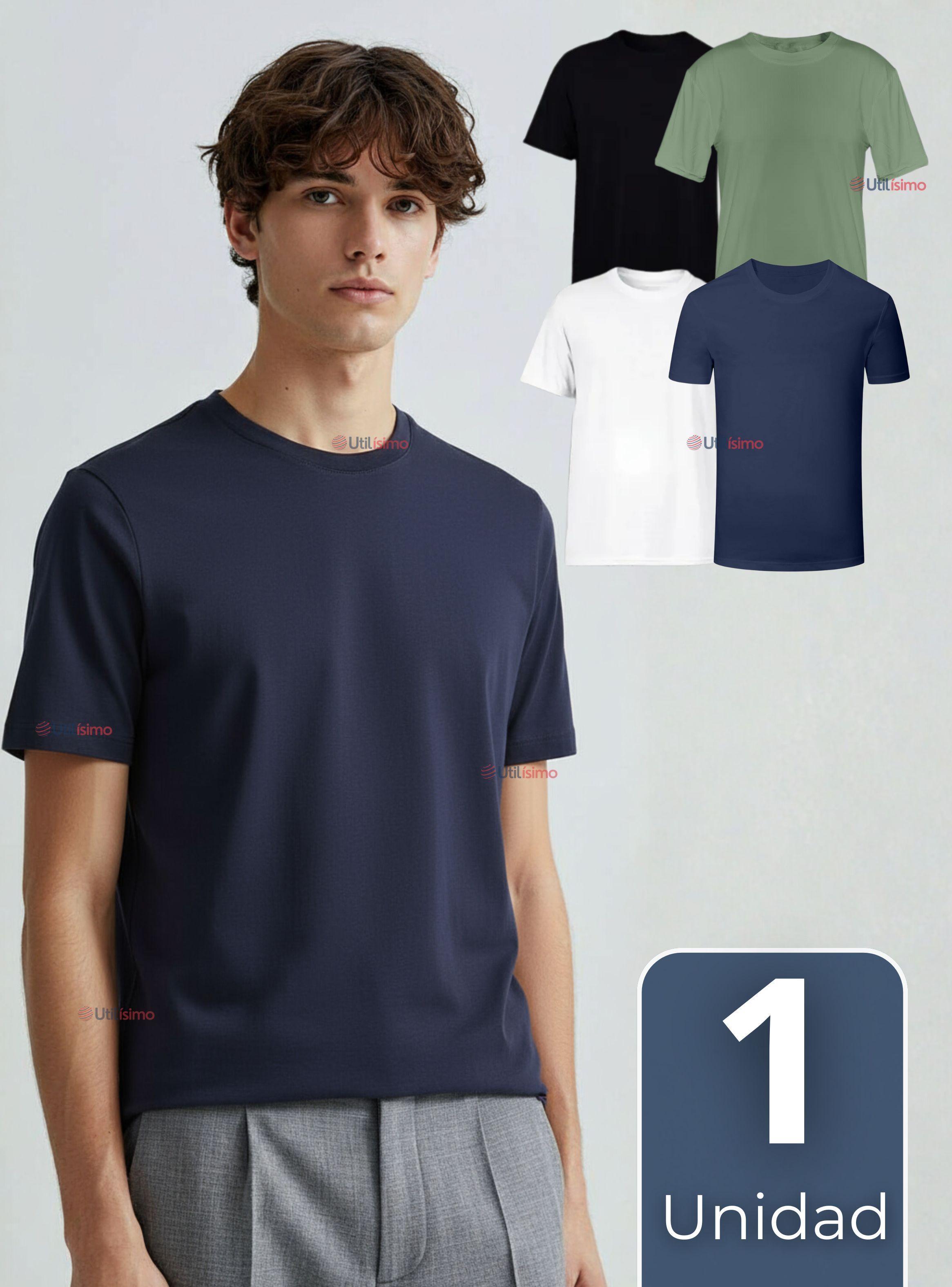 Camiseta Polera 100% Bambú Básica Elástica Hombre Colores Surtidos-0