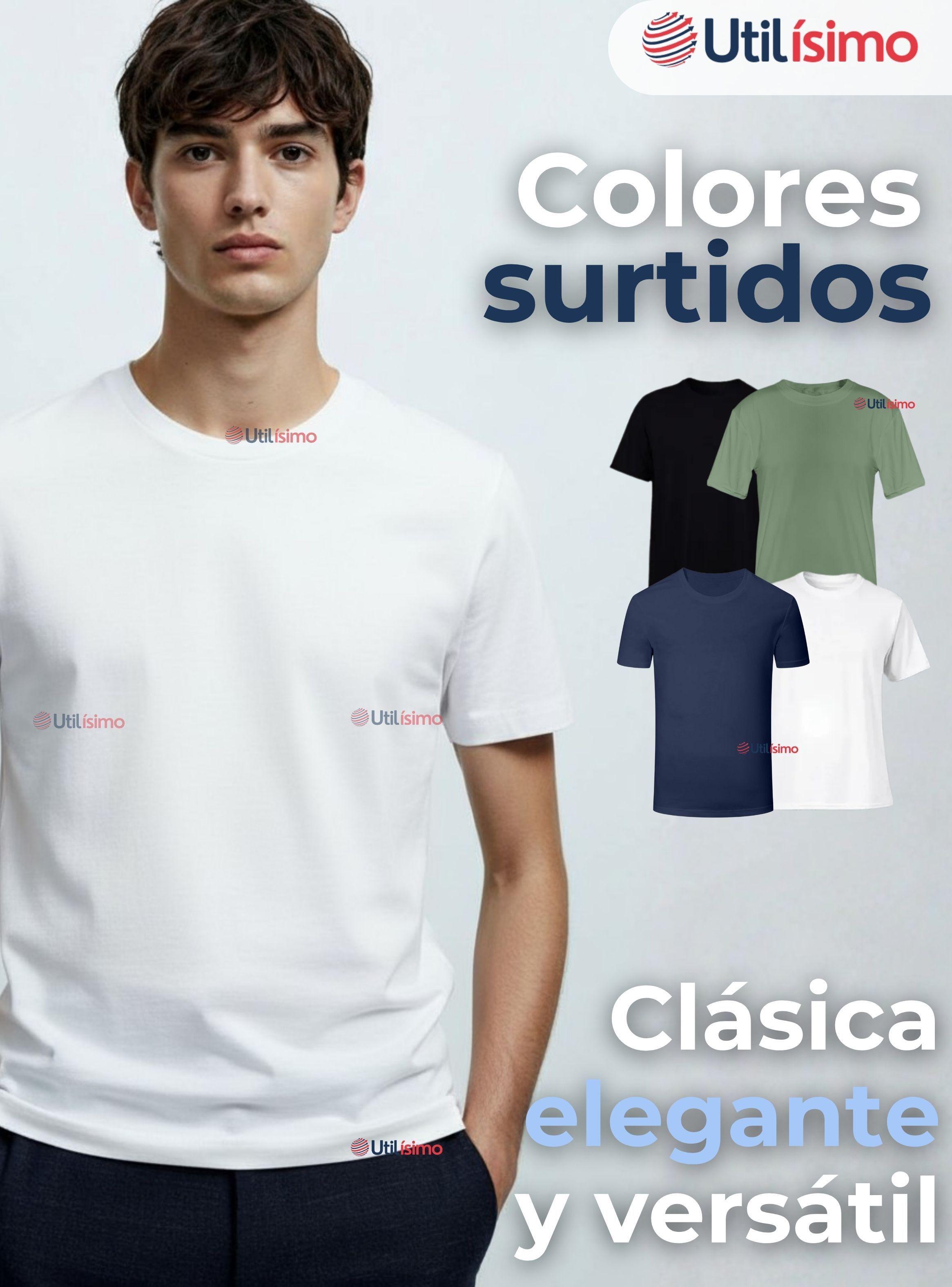 Camiseta Polera 100% Bambú Básica Elástica Hombre Colores Surtidos-1