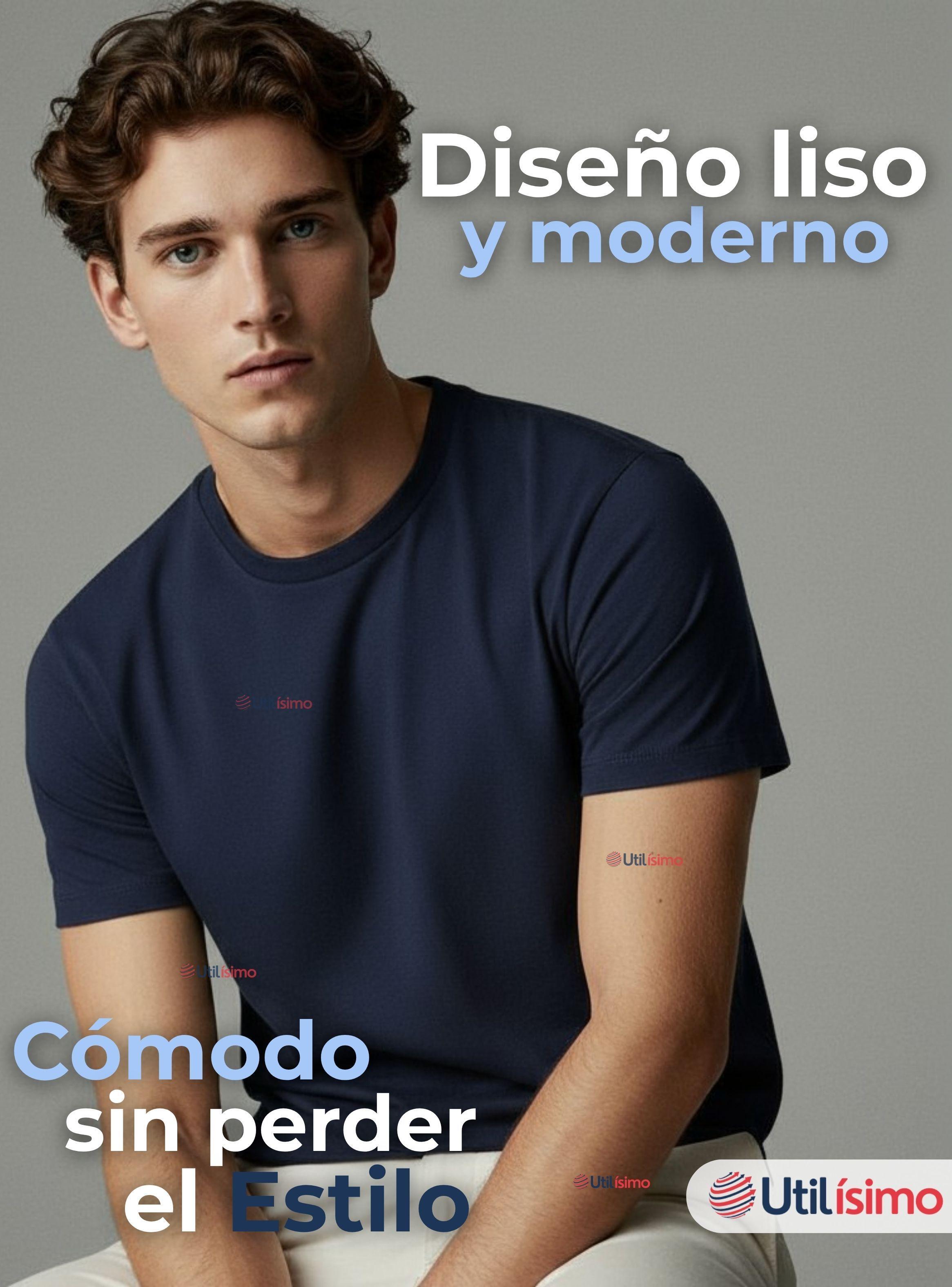 Camiseta Polera 100% Bambú Básica Elástica Hombre Colores Surtidos-5