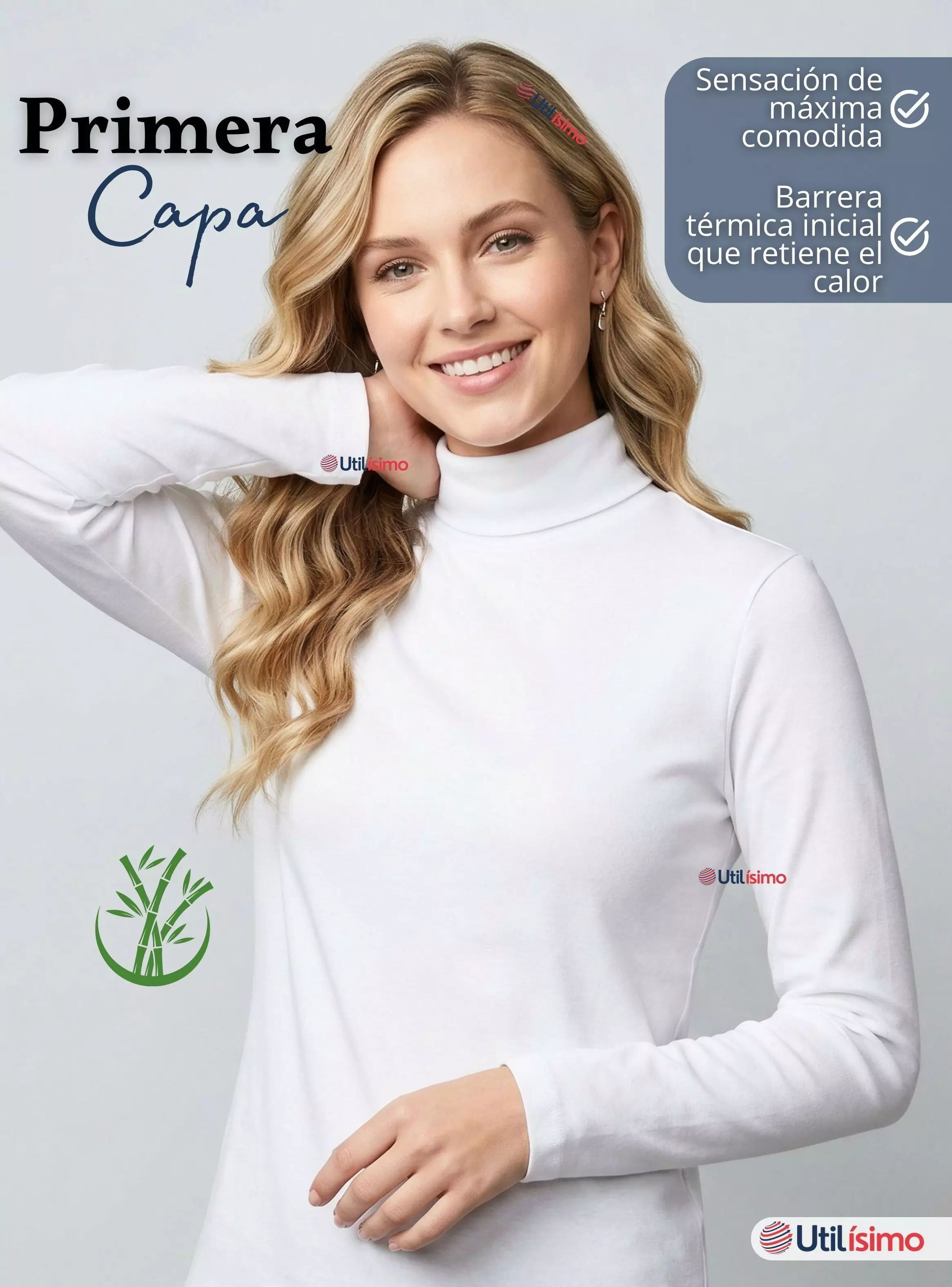 Pack 6 Camisetas Polera Bambú Primera Capa Cuello Beatle Manga Larga Color Surtidos Mujer-2