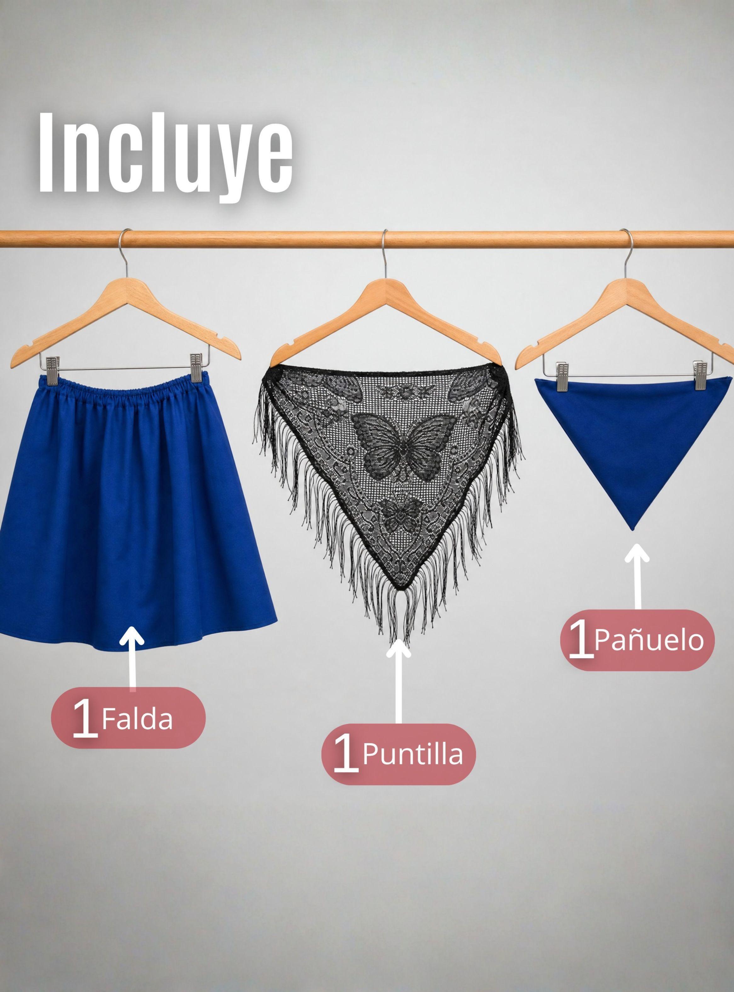 Traje Chilote de Niña 3 Piezas Azul Baile Típico Fiestas Patrias-2