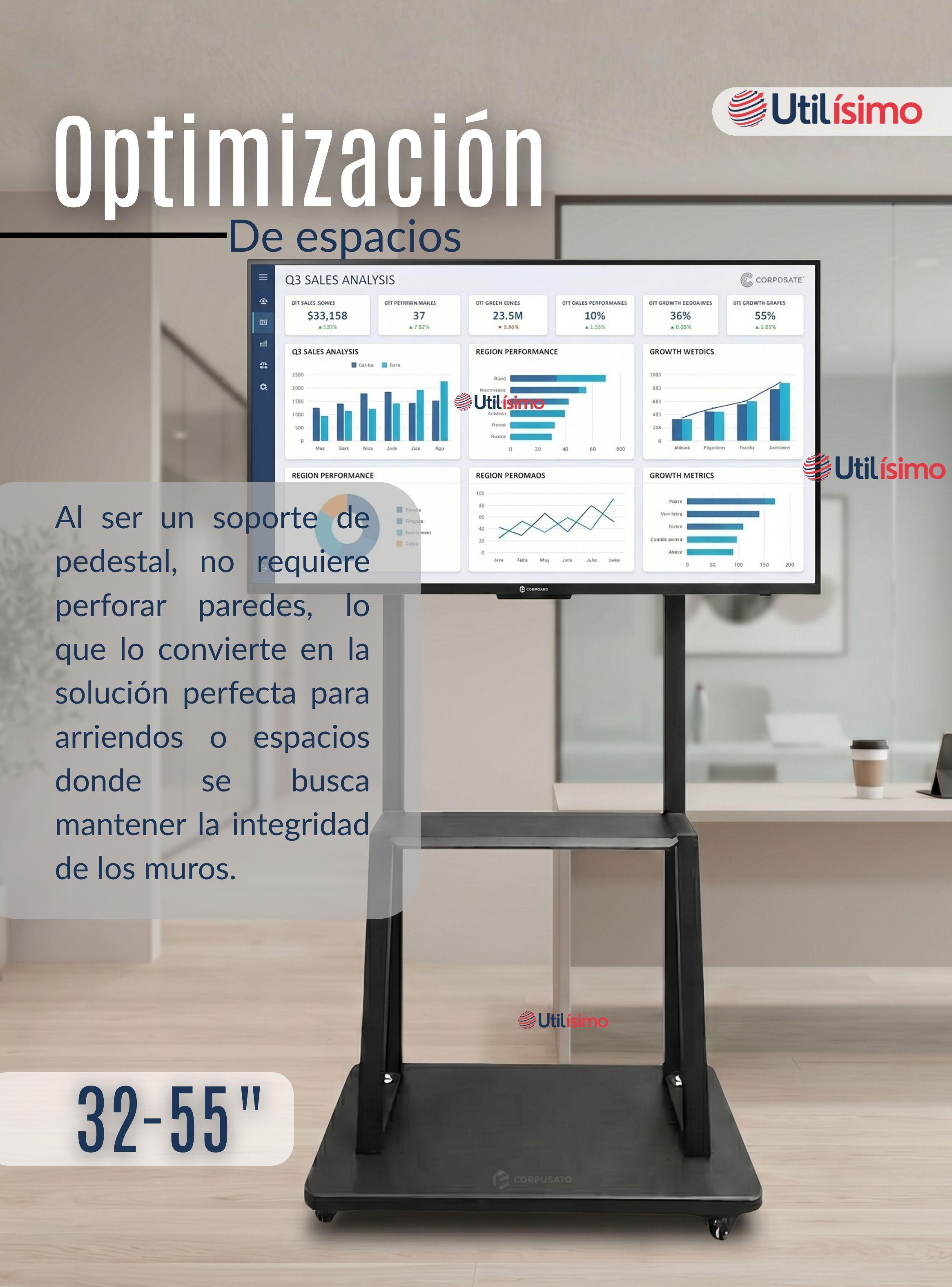 Soporte Base TV Móvil Con Ruedas 32¨ 55´pulgadas 55kg Soporte TV Portátil -6